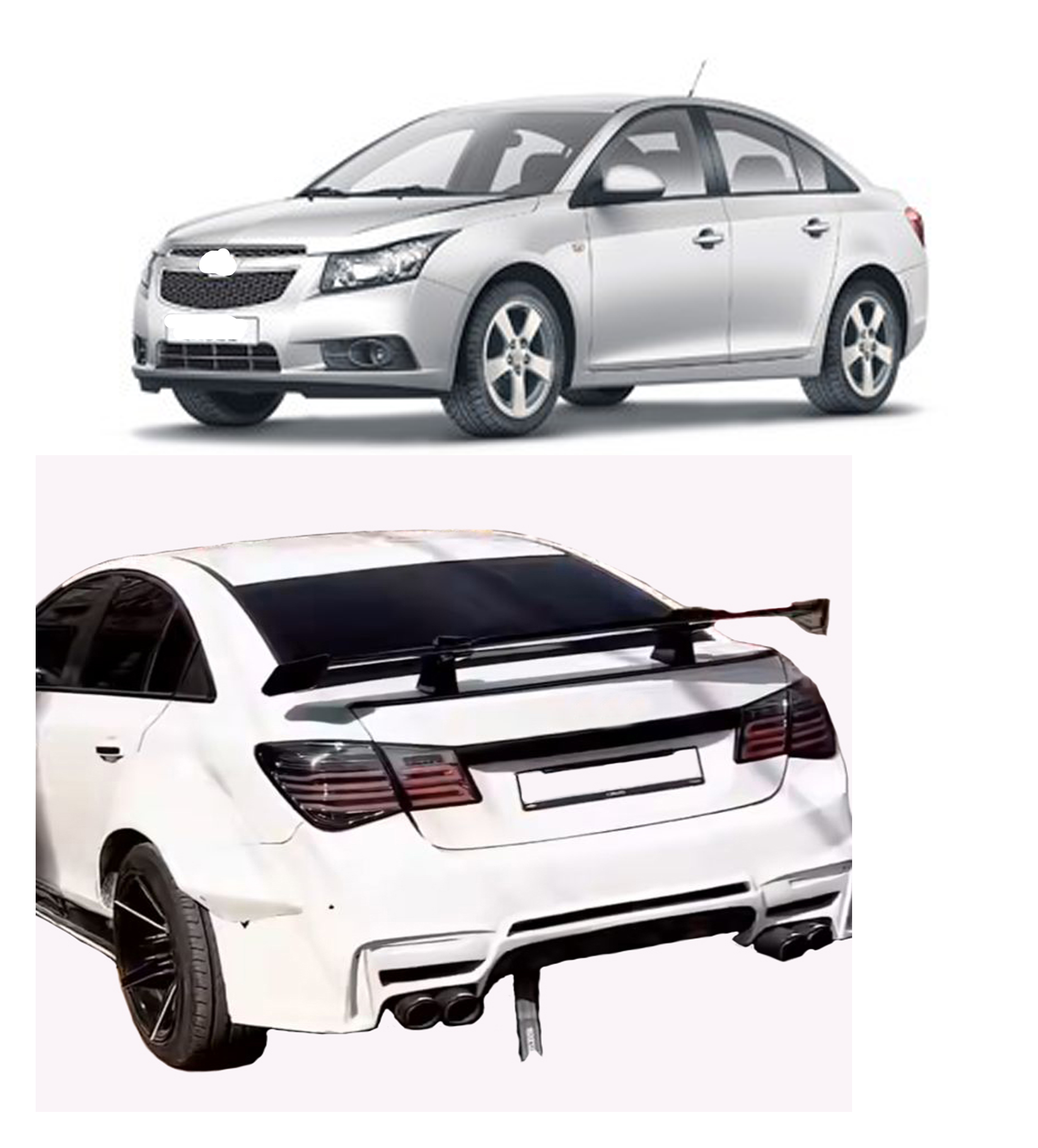 GT Type Sportz Spoiler Semi-Finished (Unpainted Grey) Car Spoiler Fiber Reinforced Plastic (FRP) Compatible with Cruze Cars