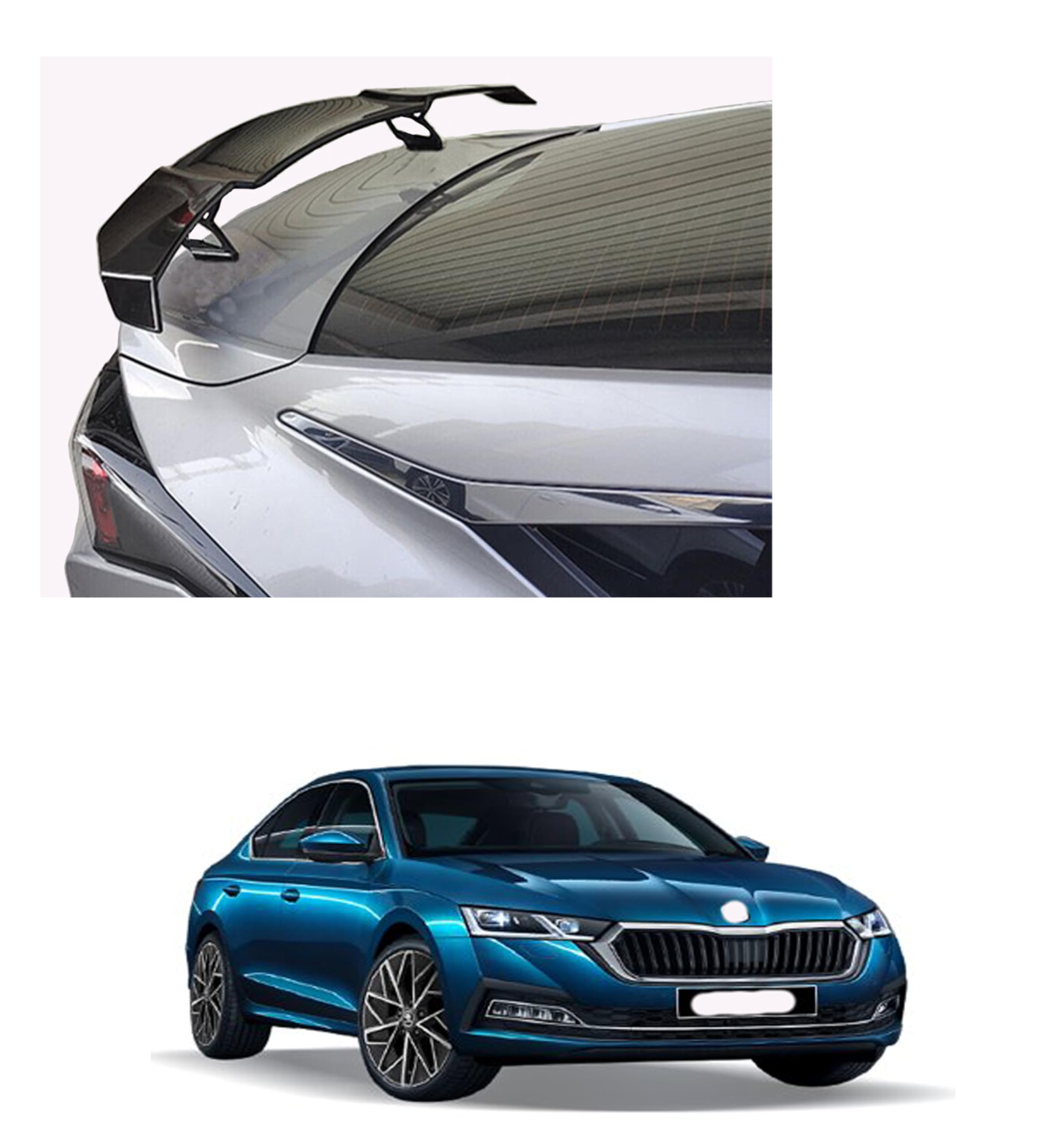 GT Type Sportz Spoiler Semi-Finished (Unpainted Grey) Car Spoiler Fiber Reinforced Plastic (FRP) Compatible with Octavia Cars