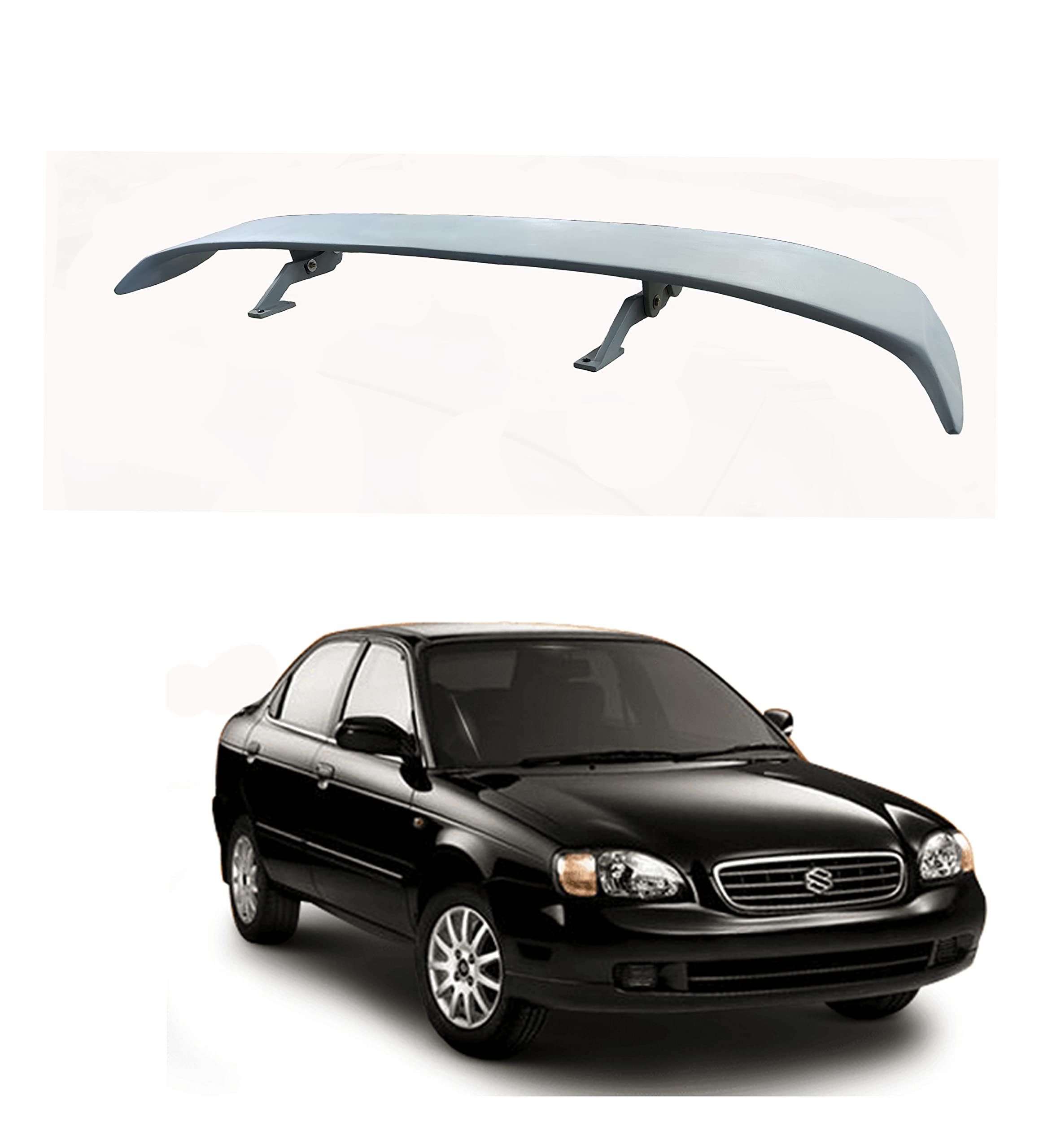 Car Spoiler Compatible with Maruthi Baleno (Unpainted - Ps Grey Color) Car Spoiler with Light Weight Fiber Reinforced Plastic (FRP) - Drilling Required.