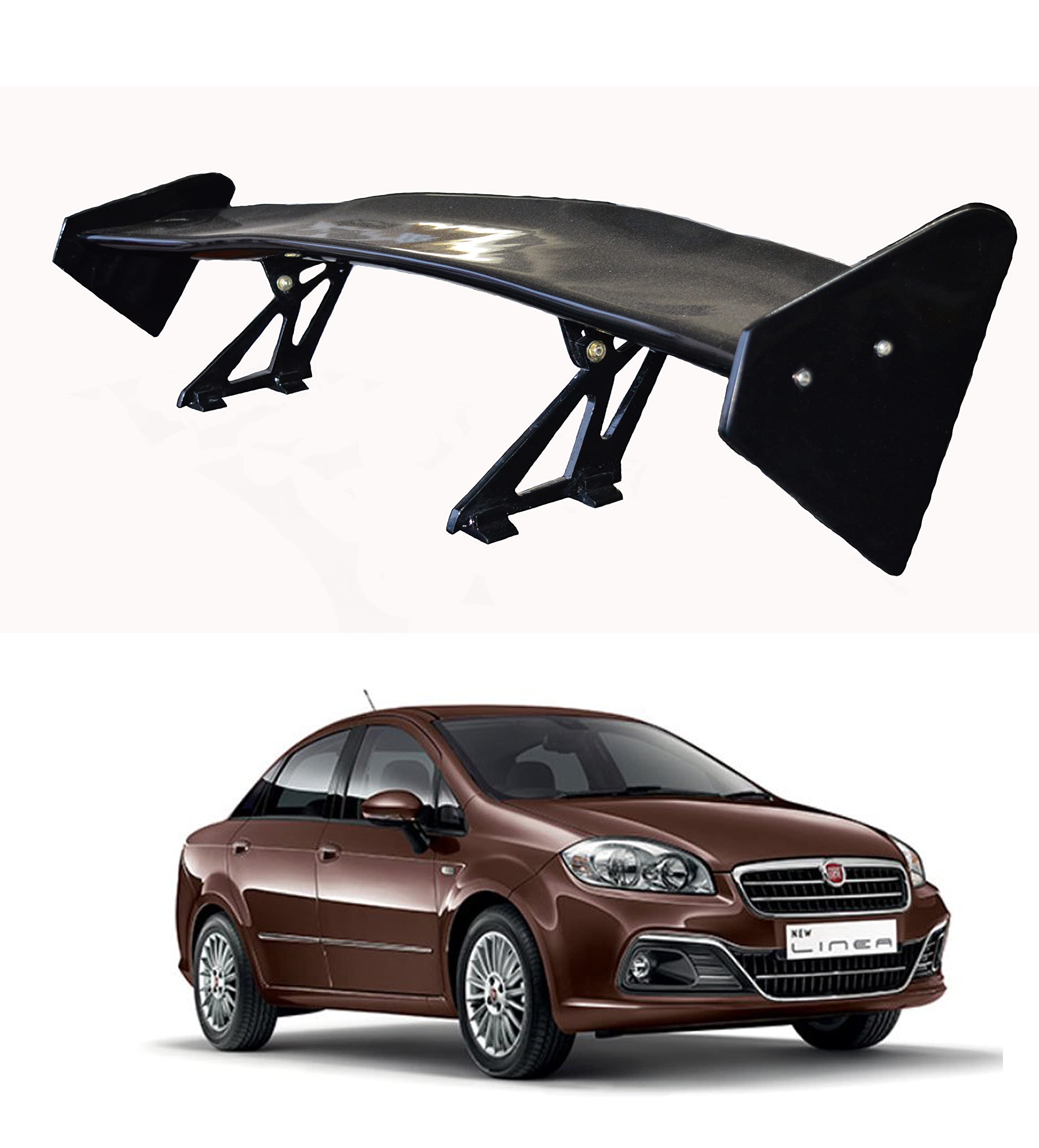 Car Spoiler Compatible with Fiat Linea (Unpainted - Ps Grey Color) Car Spoiler with Light Weight Fiber Reinforced Plastic (FRP) Drilling Required.