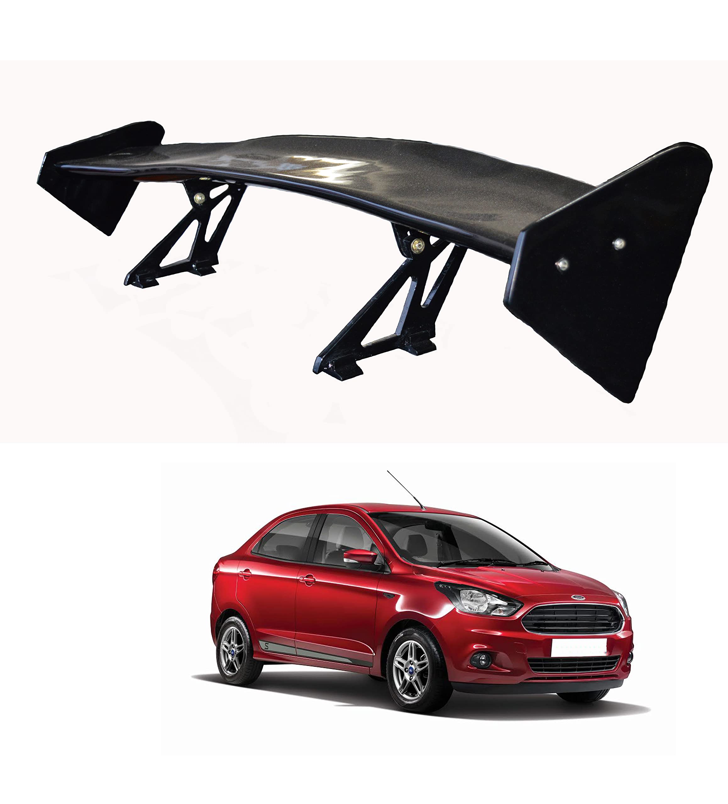 Car Spoiler Compatible with Ford Aspire (Unpainted - Ps Grey Color) Car Spoiler with Light Weight Fiber Reinforced Plastic (FRP) Drilling Required.