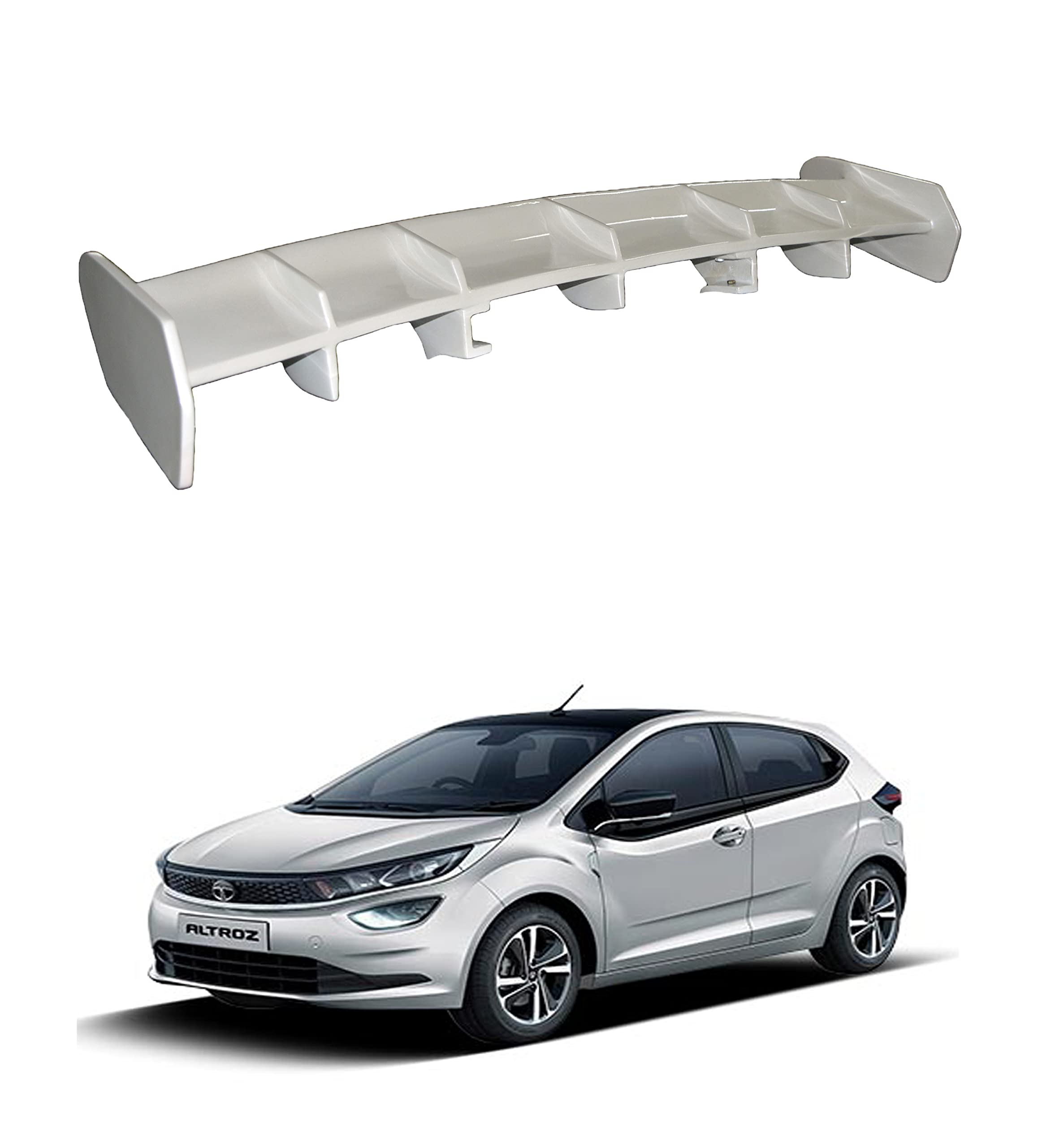 Car Spoiler Compatible with Tata Altroz (Unpainted - Ps Grey Color) Car Spoiler with Light Weight Fiber Reinforced Plastic (FRP) Drilling Required.