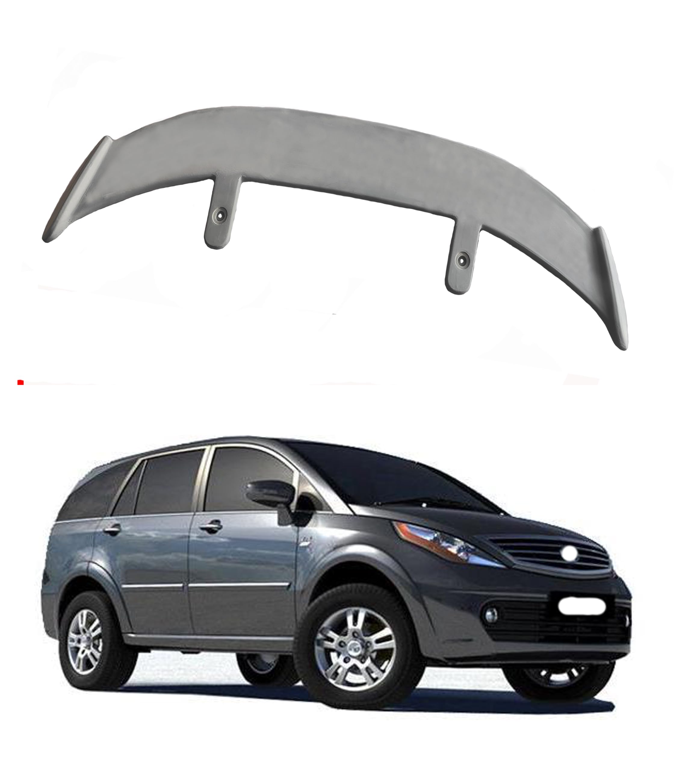 GT Type Sportz Spoiler Semi-Finished (Unpainted Grey) Car Spoiler Fiber Reinforced Plastic (FRP) Compatible with Aria