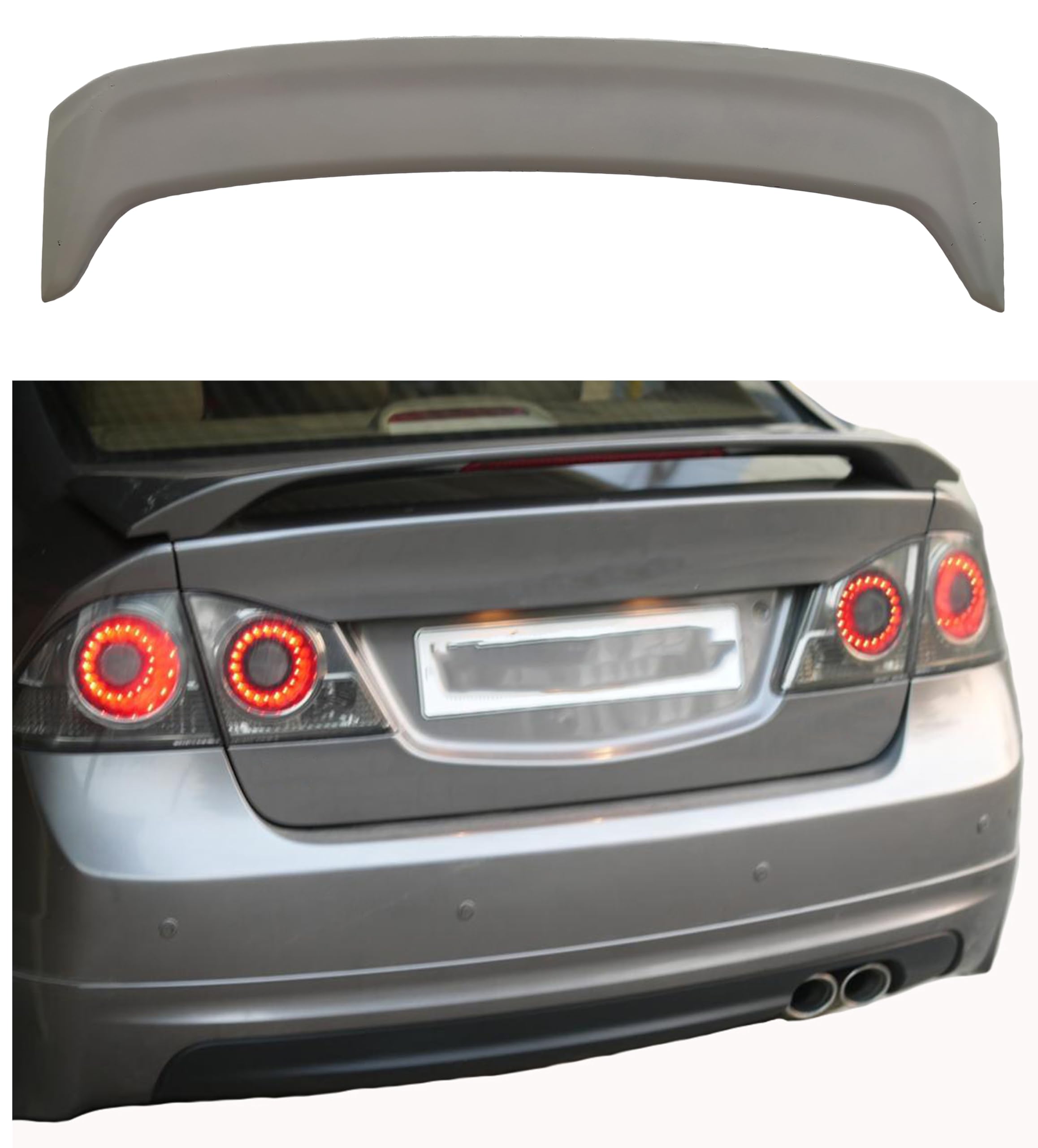 Semi-Finished Car Spoiler for Civic (Unpainted Grey) Car Spoiler with Light Weight Fiber Reinforced Plastic (FRP)