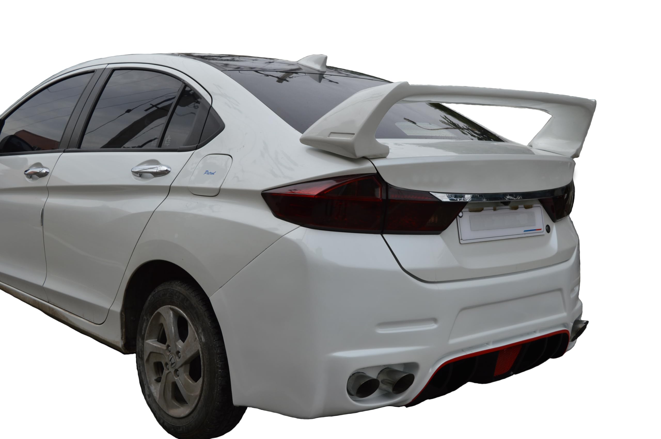 Car Spoiler Compatible with Honda City (Unpainted - Ps Grey Color) Car Spoiler with Light Weight Fiber Reinforced Plastic (FRP) - Drilling Required.