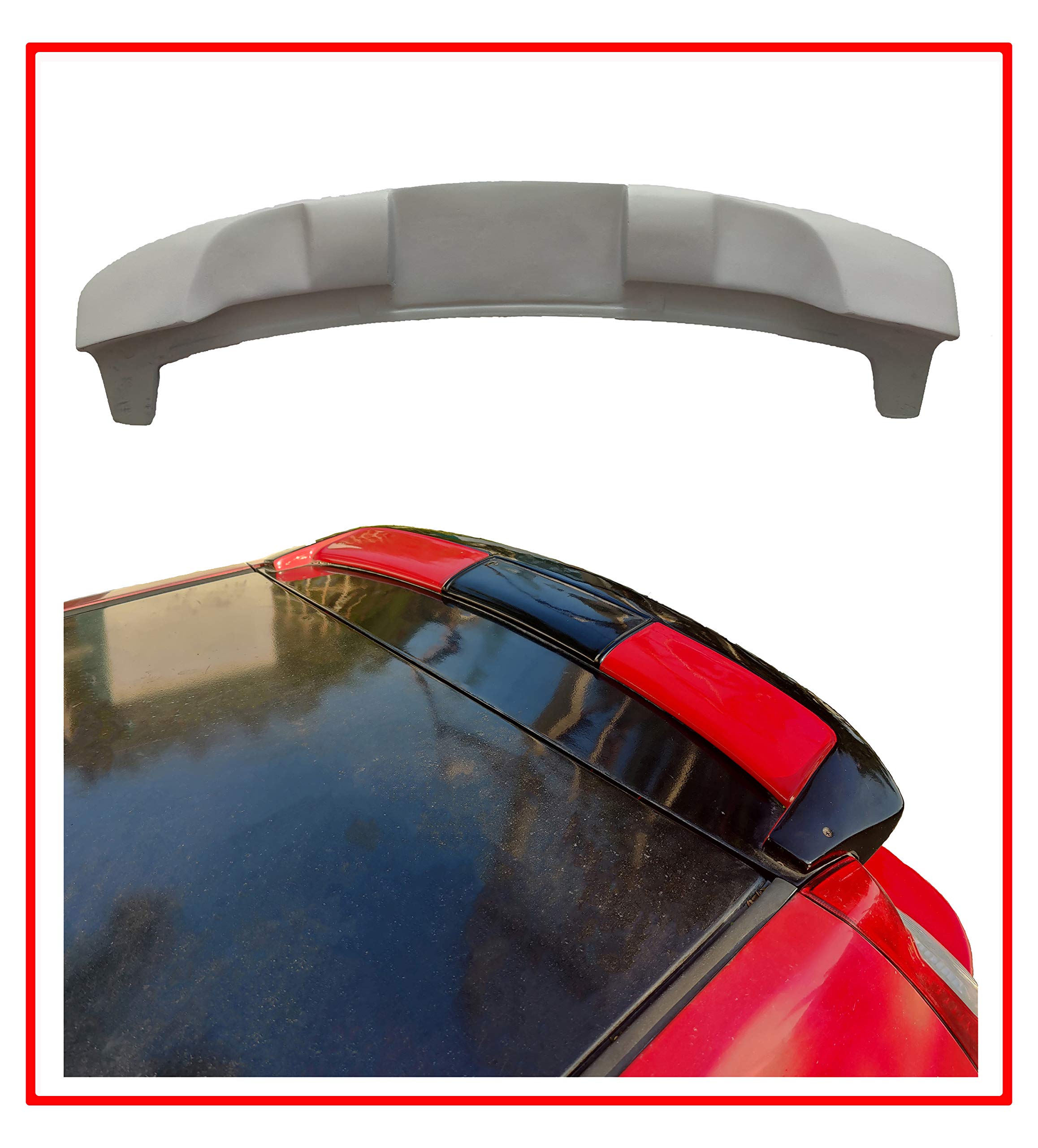 Compatible with Ford Figo. Semi-Finished Car Spoiler Ford Figo (2010 to 2014) (Unpainted Grey)