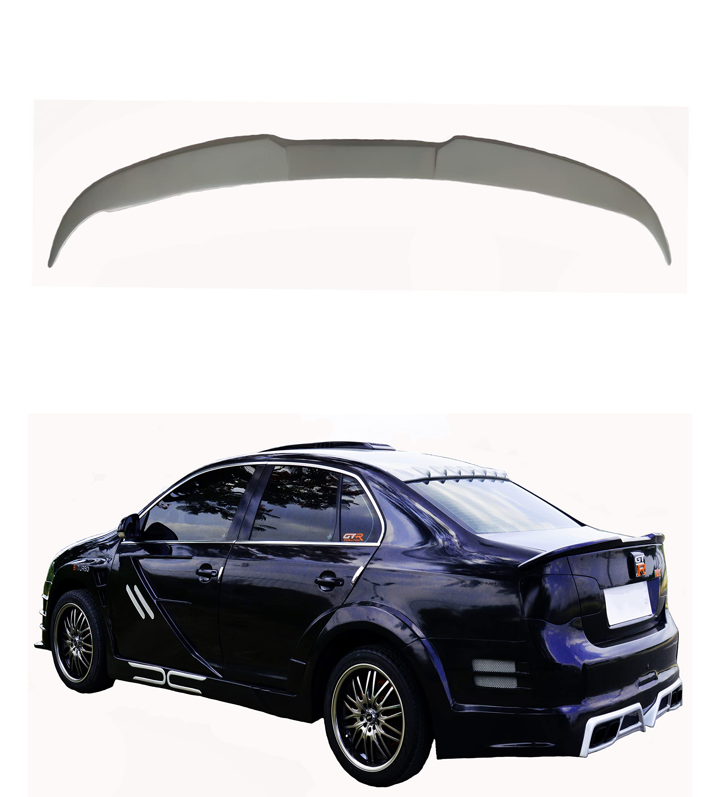Car Spoiler Compatible with Jetta (Unpainted - Ps Grey Color) Car Spoiler with Light Weight Fiber Reinforced Plastic (FRP) - Drilling Required.