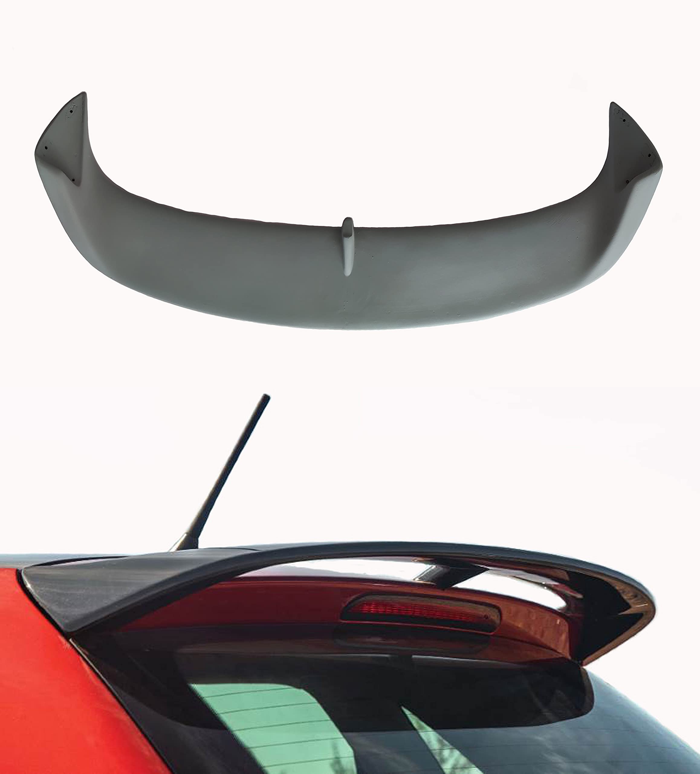 Car Spoiler Compatible with Vw Polo (Unpainted - Ps Grey Color) Car Spoiler with Light Weight Fiber Reinforced Plastic (FRP) Drilling Required.