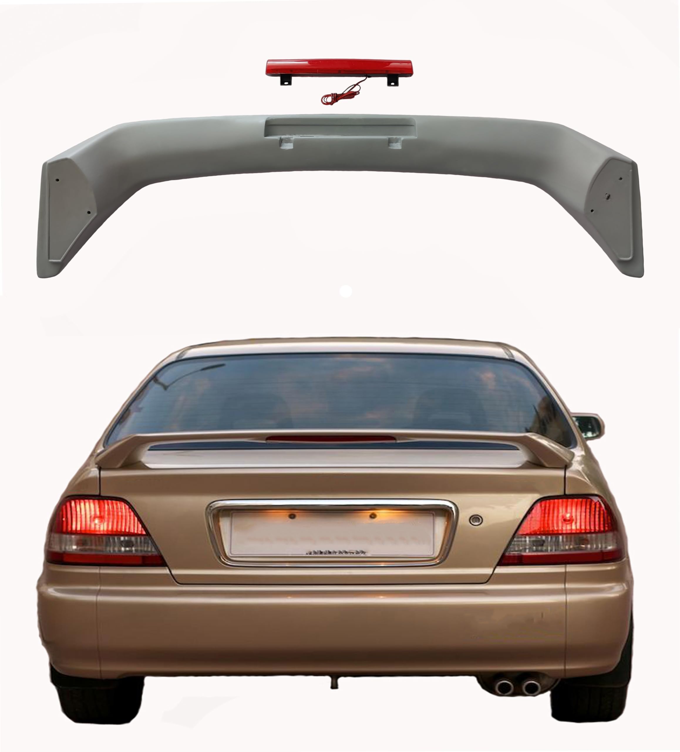 Car Spoiler Compatible with Honda City 1999 to 2002 Model (Unpainted - Ps Grey Color) Car Spoiler with Light Weight Fiber Reinforced Plastic (FRP) Drilling Required.