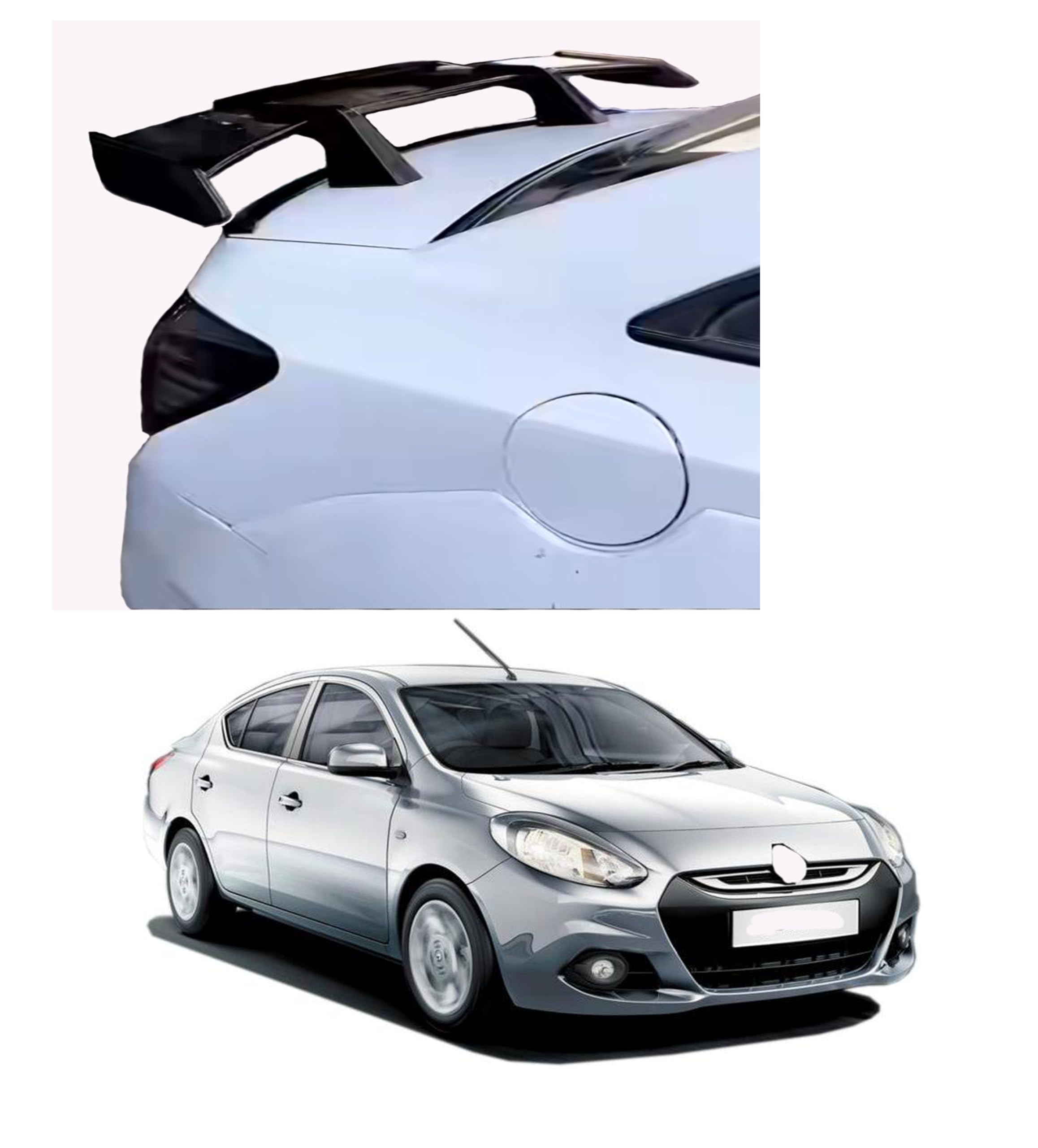 GT Type Sportz Spoiler Semi-Finished (Unpainted Grey) Car Spoiler Fiber Reinforced Plastic (FRP) Compatible with Scala Cars