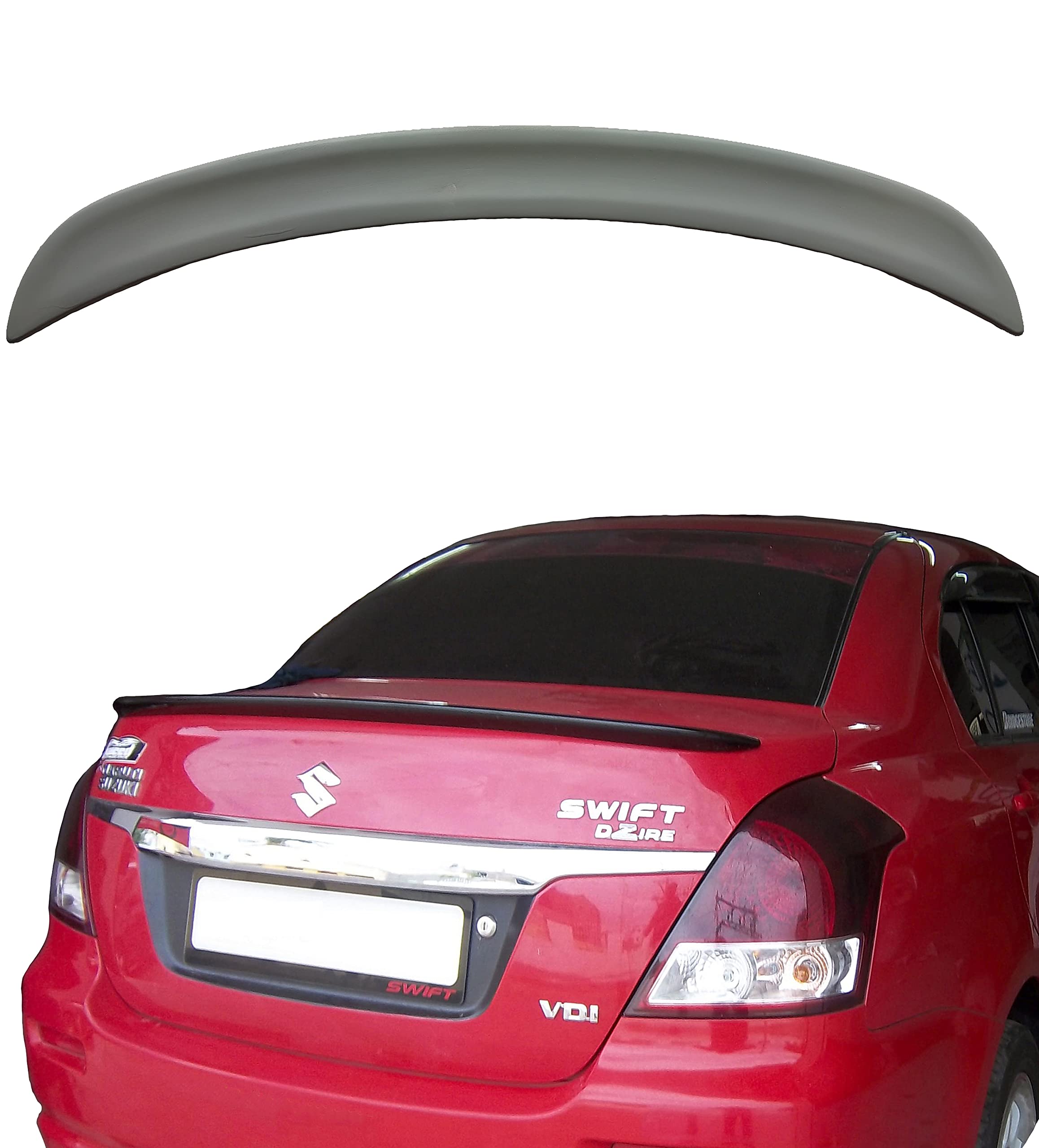 Car Spoiler Compatible with Swift Dzire 2006 to 2020 Model (Unpainted - Ps Grey Color) Car Spoiler with Light Weight Fiber Reinforced Plastic (FRP) Drilling Required.