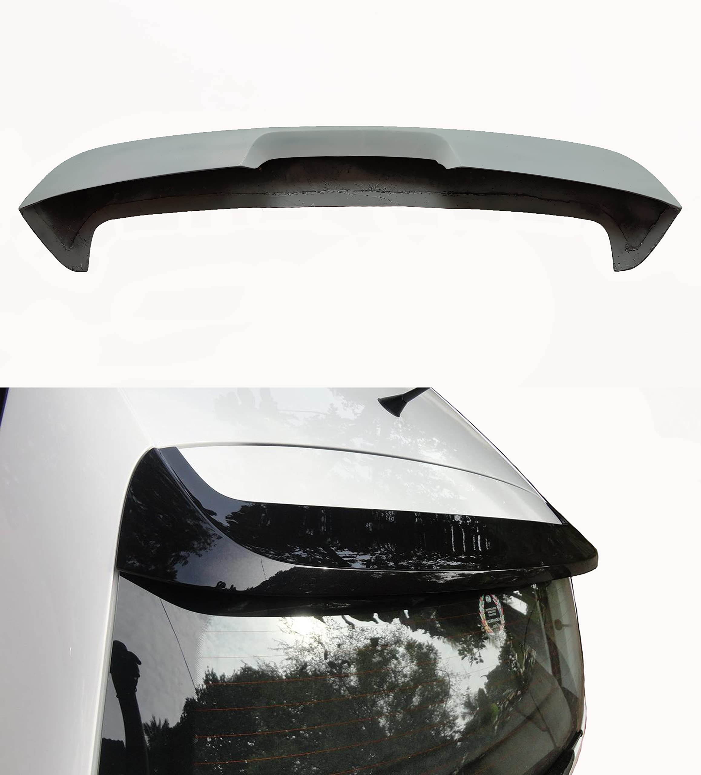 Car Spoiler Compatible with VW Polo (Unpainted - Ps Grey color) Car Spoiler with Light Weight Fiber Reinforced Plastic (FRP) Drilling Required.