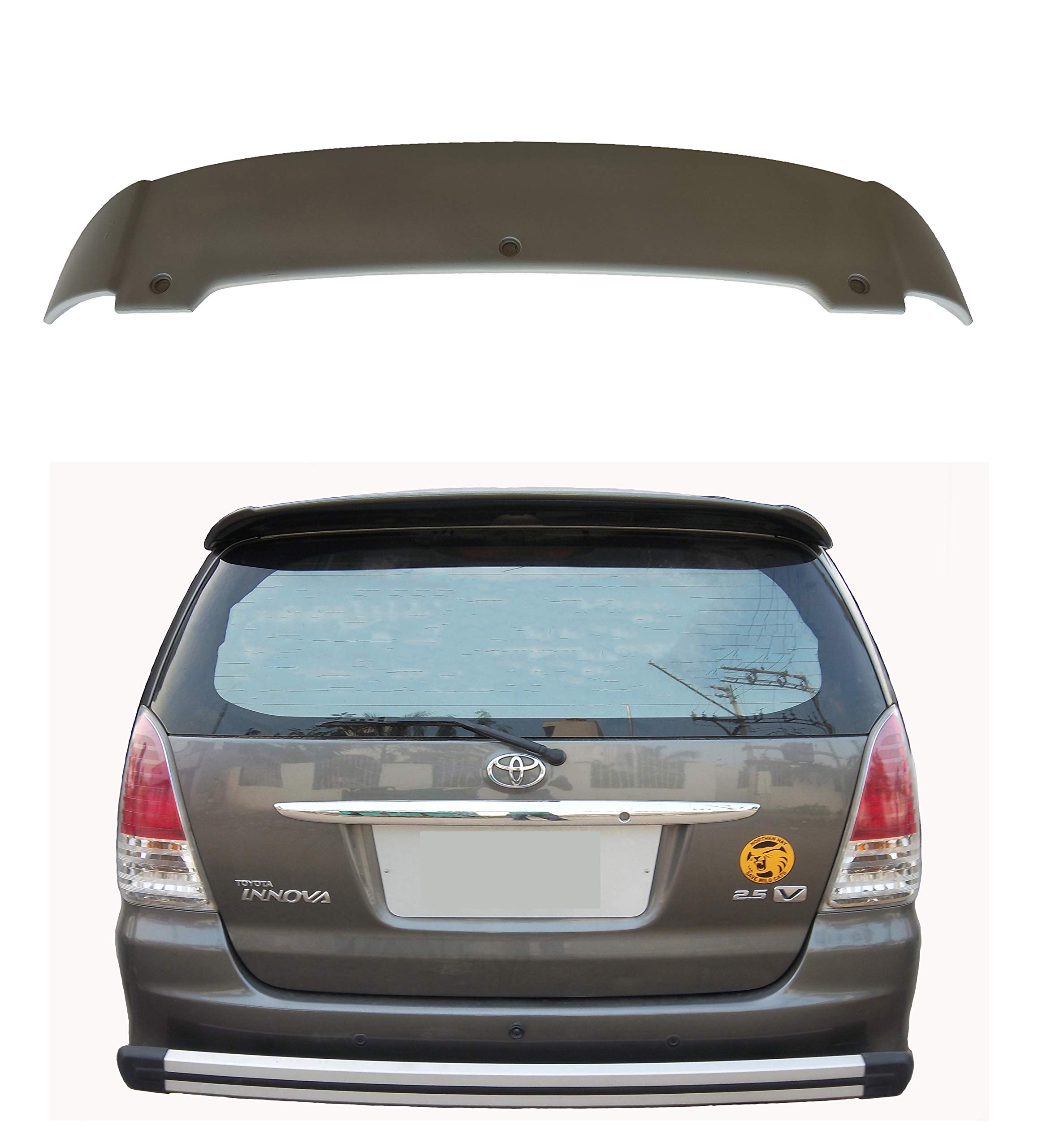 Semi-Finished Car Spoiler for Toyota Innova (Unpainted Grey) Car Spoiler with Light Weight Fiber Reinforced Plastic (FRP)
