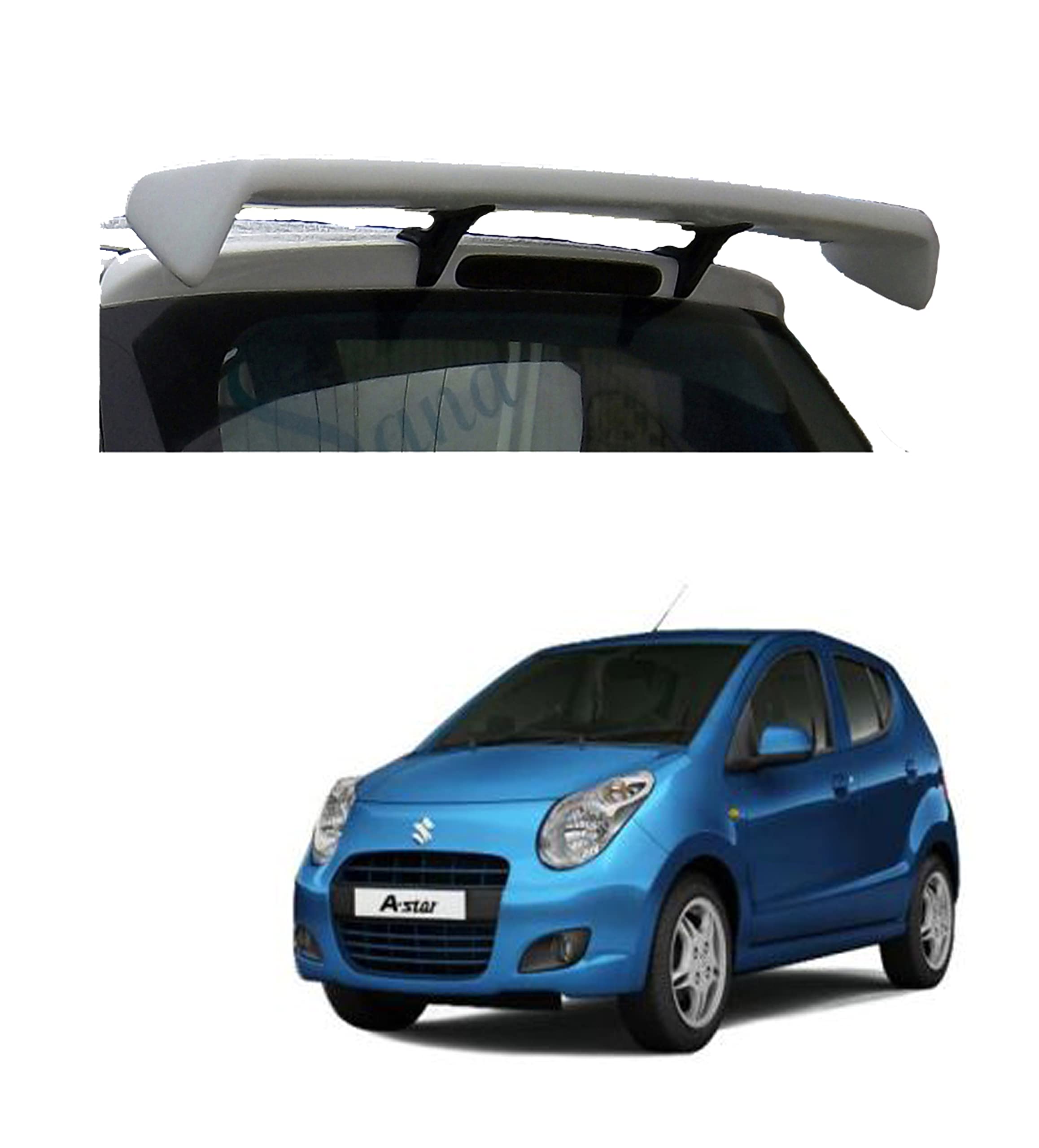 Car Spoiler Compatible with Astar (Unpainted - Ps Grey Color) Car Spoiler with Light Weight Fiber Reinforced Plastic (FRP) - Drilling Required.