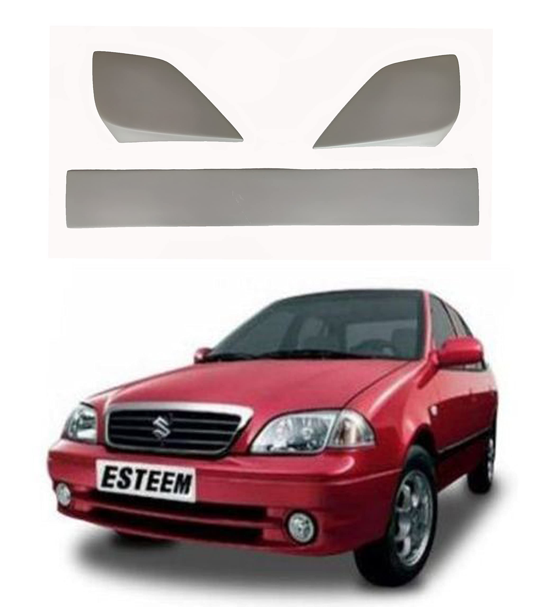 Car Spoiler Compatible with Esteem (Unpainted - Ps Grey Color) Car Spoiler with Light Weight Fiber Reinforced Plastic (FRP) - Drilling Required.