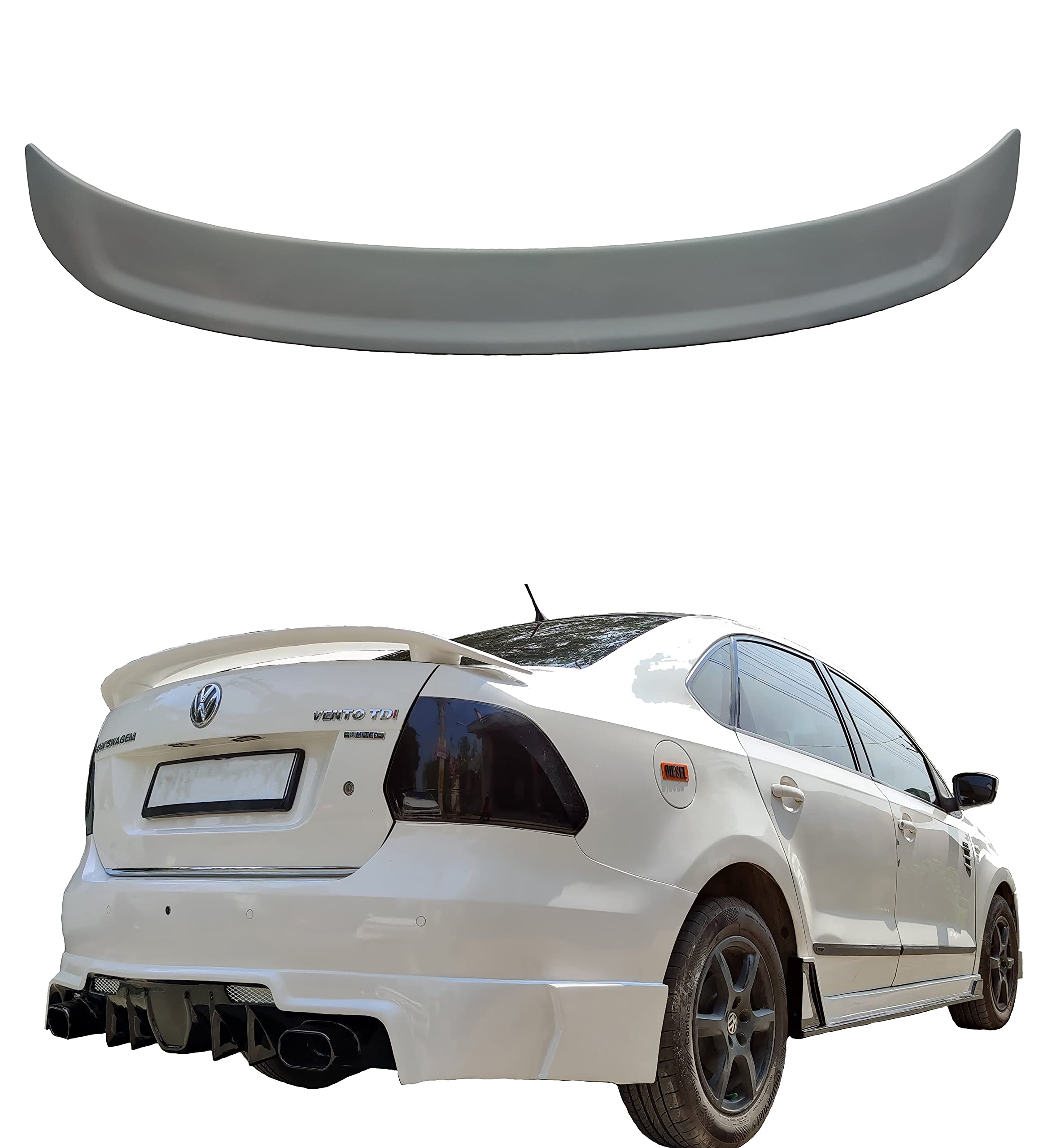 Semi-Finished Car Spoiler for VW Vento (Unpainted Grey) Car Spoiler with Light Weight Fiber Reinforced Plastic (FRP)