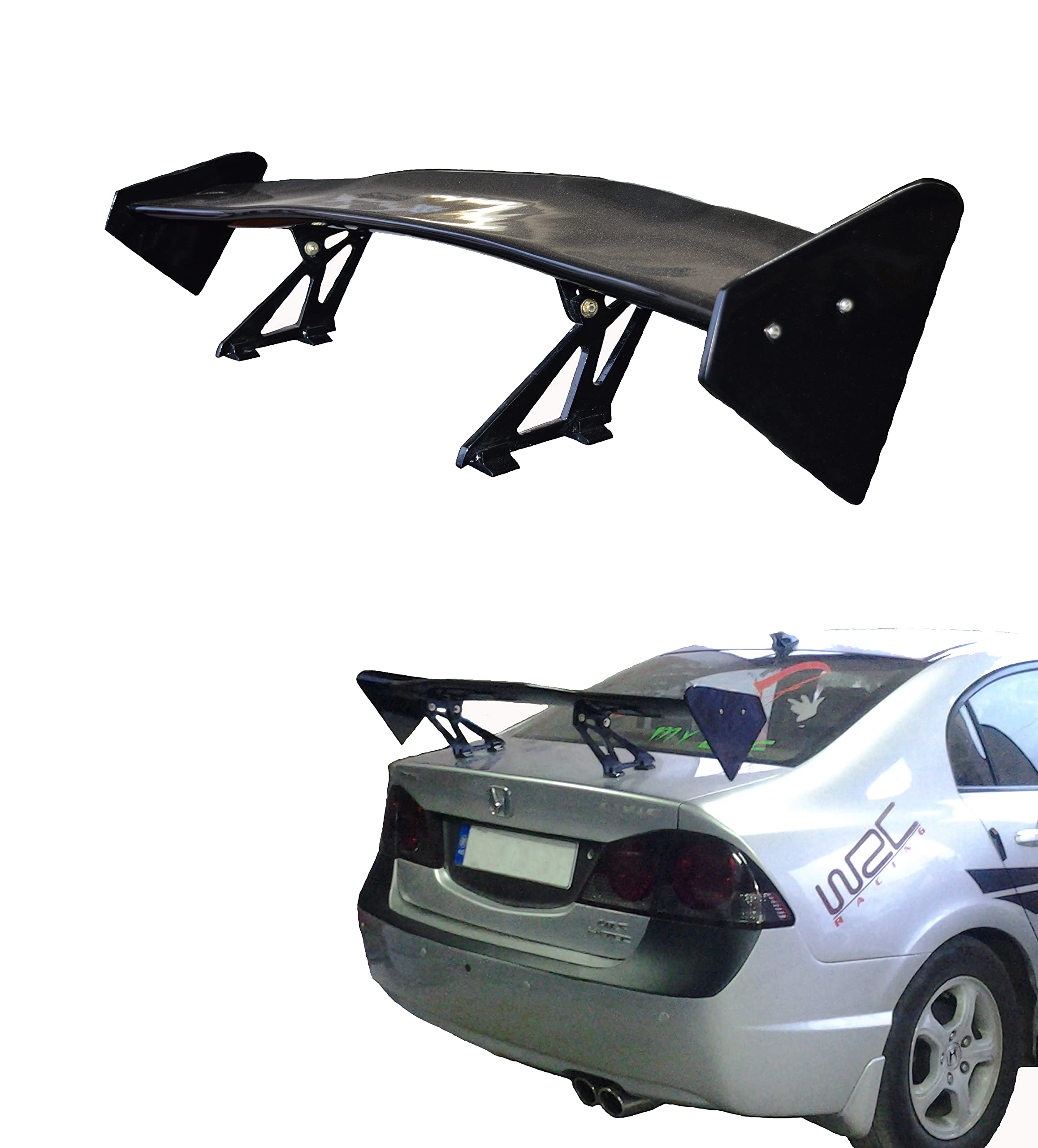 Civic Gt Type Sports Spoiler with Aluminium Stand Semi-Finished (Unpainted Grey) Car Spoiler with Light Weight Fiber Reinforced Plastic (FRP)