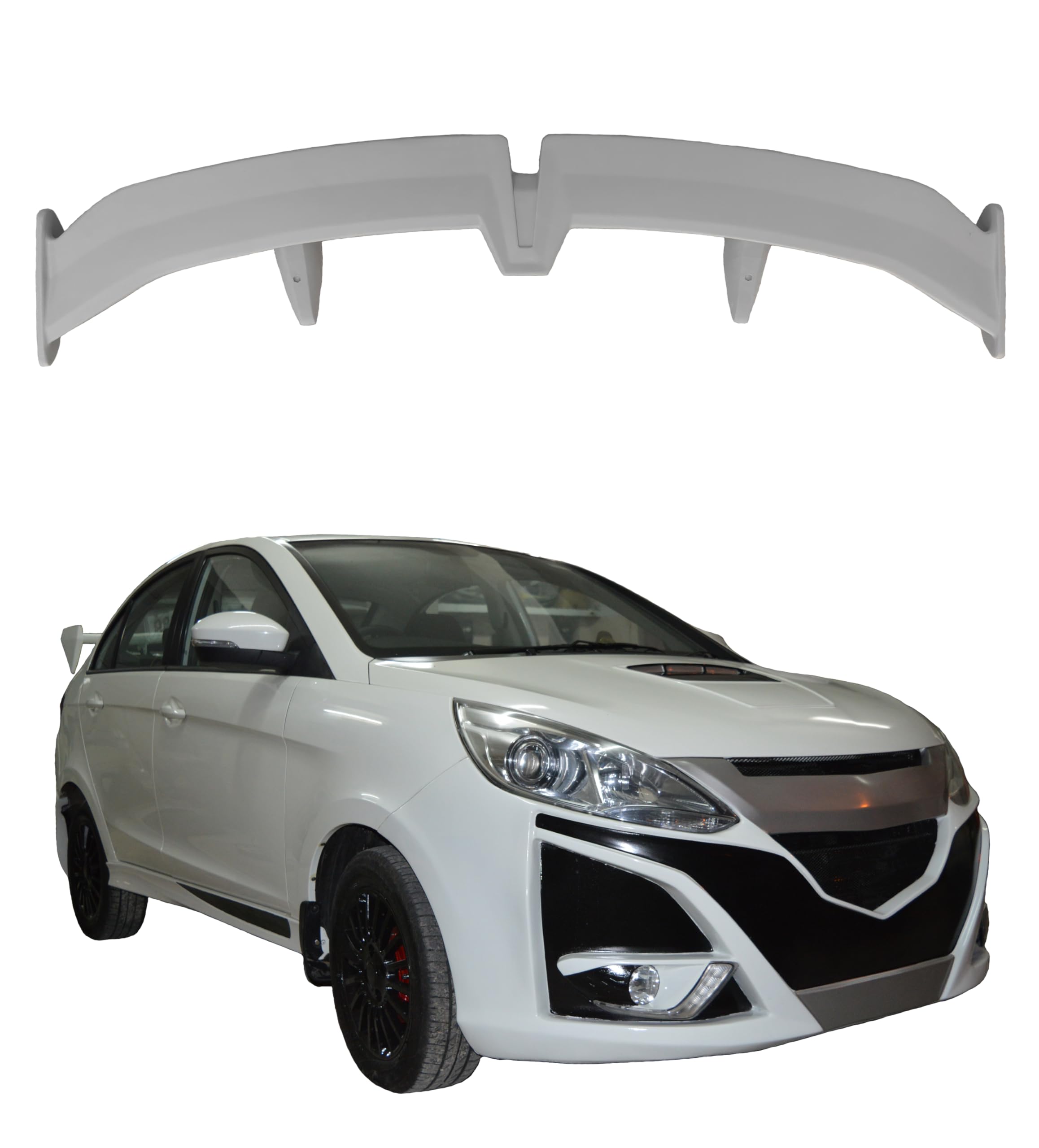 Car Spoiler Compatible for Zest Semi-Finished - Unpainted (FRP) Spoiler
