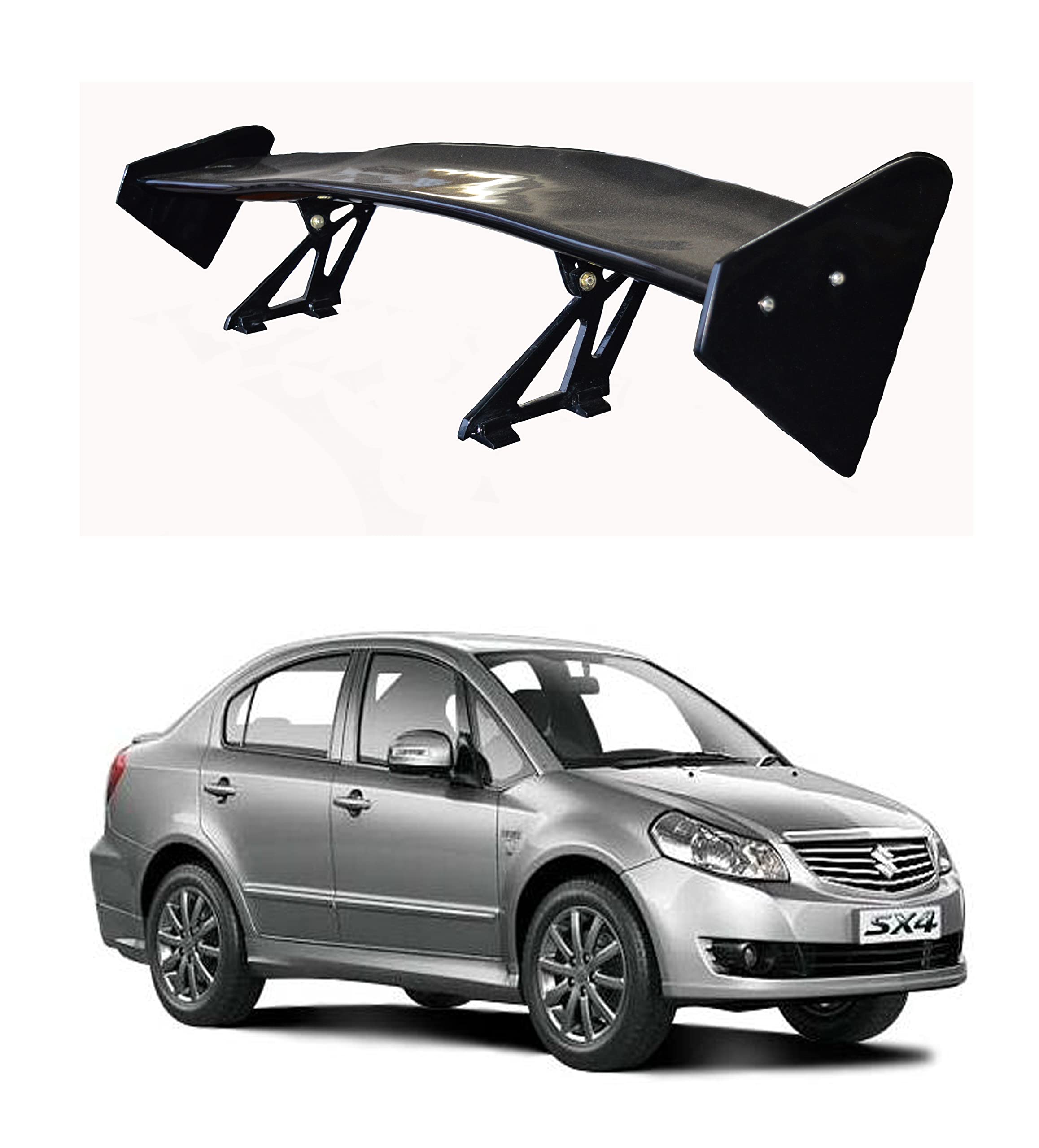 Car Spoiler Compatible with Maruthi Sx4 (Unpainted - Ps Grey Color) Car Spoiler with Light Weight Fiber Reinforced Plastic (FRP) Drilling Required.