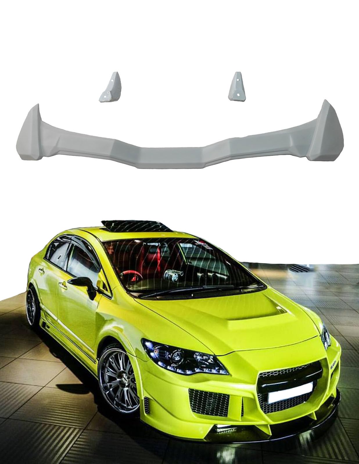 Car Spoiler Compatible for Civic | City | Amaze | Accord | Fiesta | Esteem | Accent | Elantra | Semi-Finished - Unpainted (FRP) Eagle Spoiler for Cars