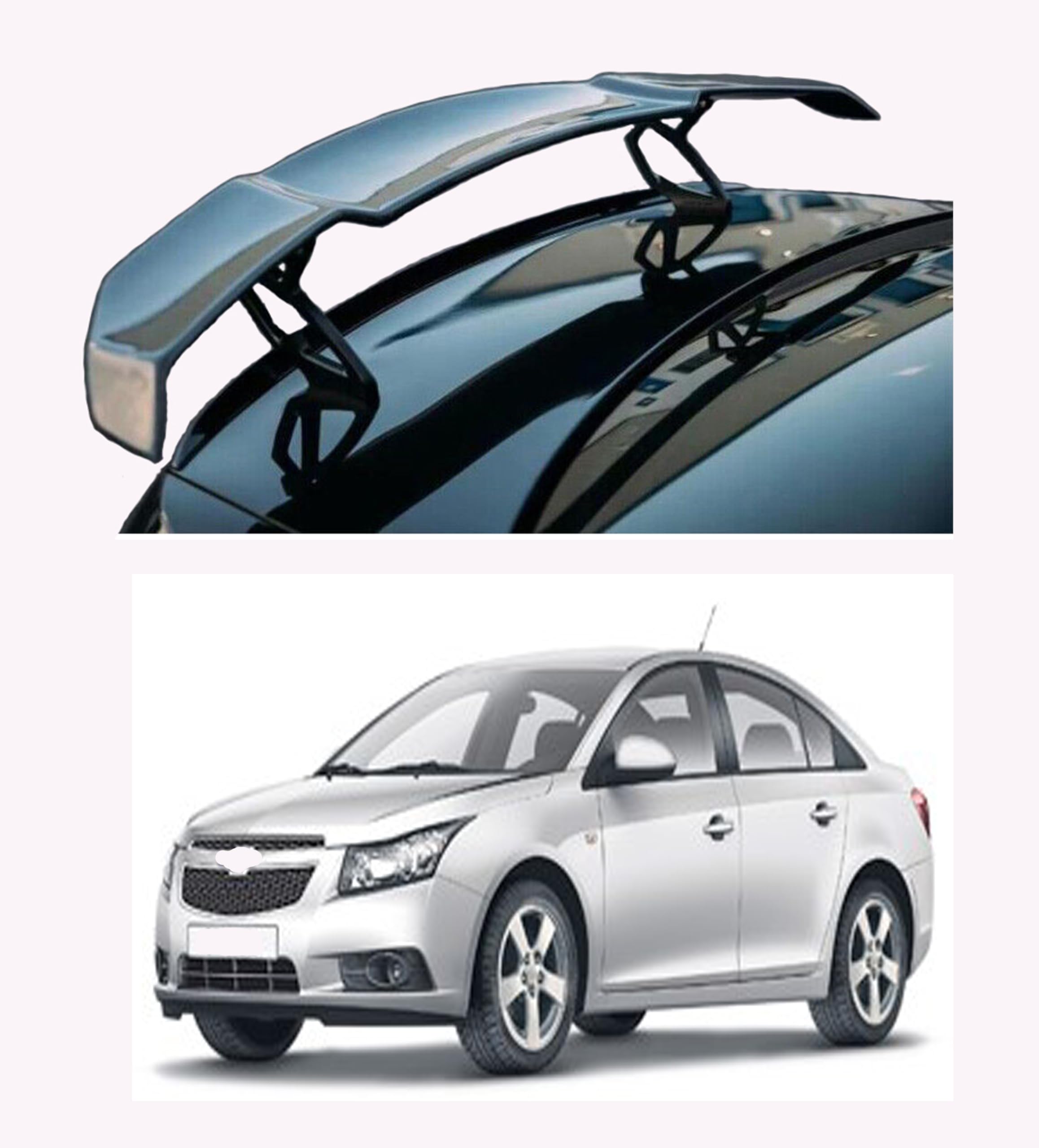GT Type Sportz Spoiler Semi-Finished (Unpainted Grey) Car Spoiler Fiber Reinforced Plastic (FRP) Compatible with Cruze Cars