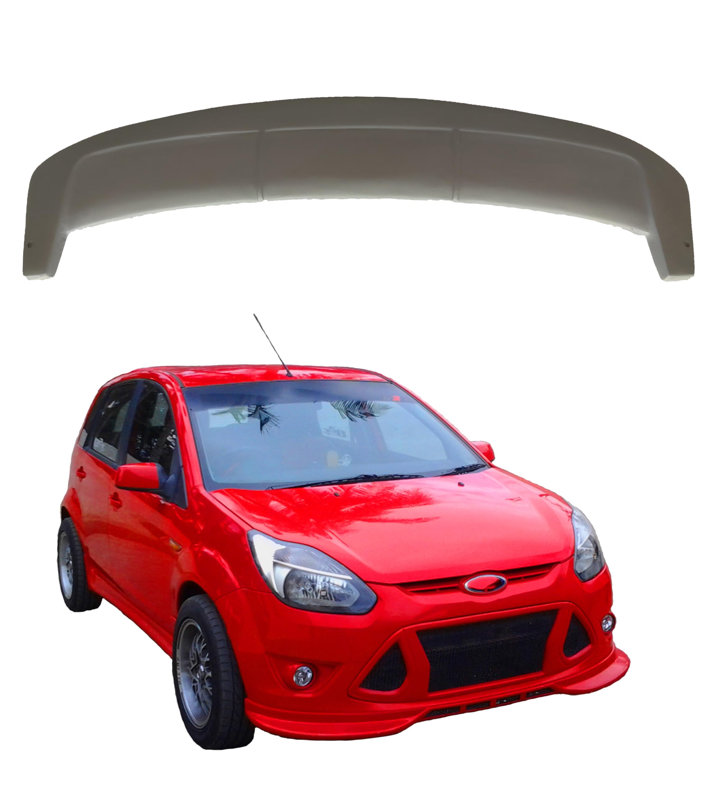 Car Spoiler Compatible to Figo Semi-Finished (Unpainted) Fiber Reinforced Plastic (FRP)