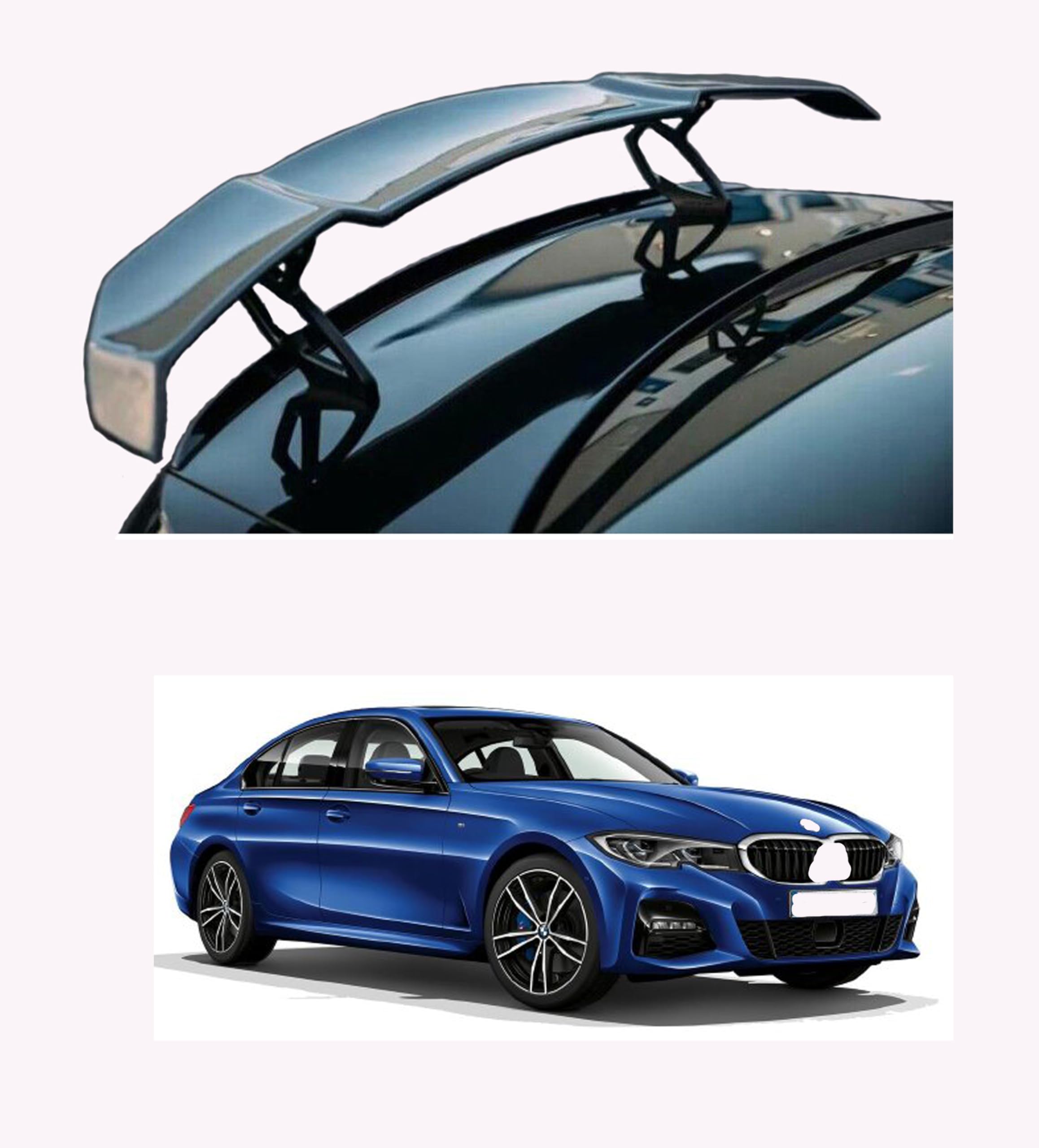 GT Type Sportz Spoiler Semi-Finished (Unpainted Grey) Car Spoiler Fiber Reinforced Plastic (FRP) Compatible with BMW Cars