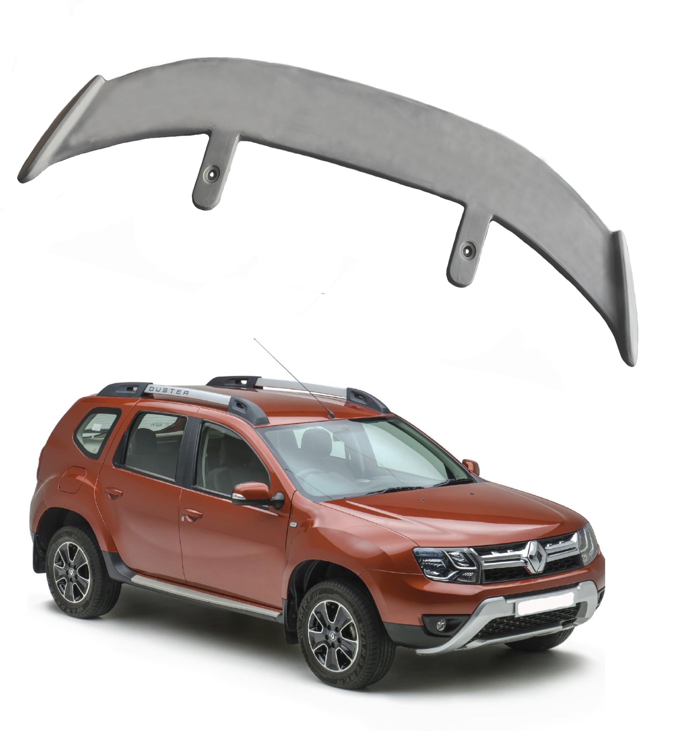GT Type Sportz Spoiler Semi-Finished (Unpainted Grey) Car Spoiler Fiber Reinforced Plastic (FRP) Compatible with Duster