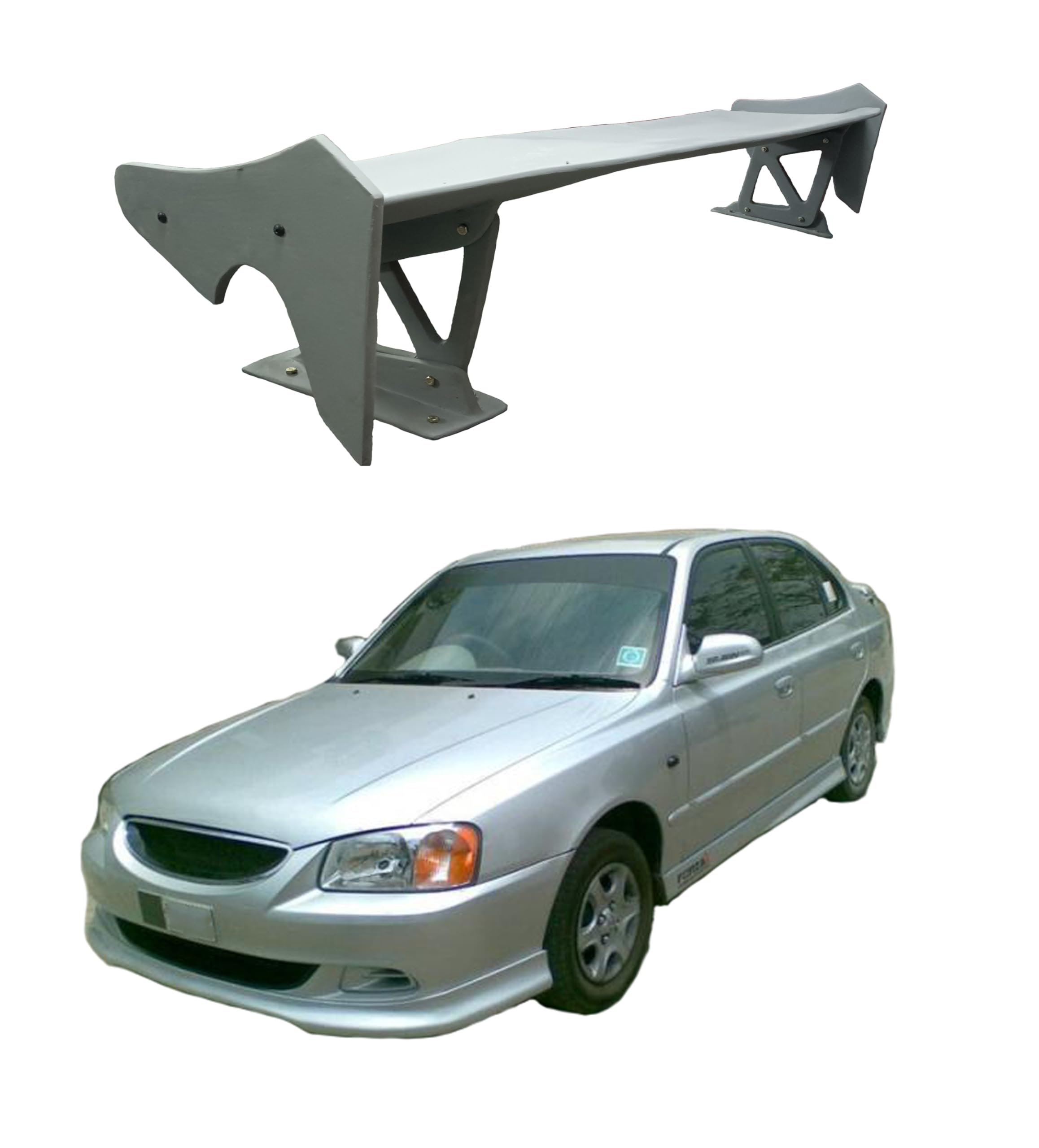 Car Spoiler Compatible to Accent Semi-Finished (Unpainted) Fiber Reinforced Plastic (FRP) | New Year Gift for Car Lover | Spoiler for car Lovers.