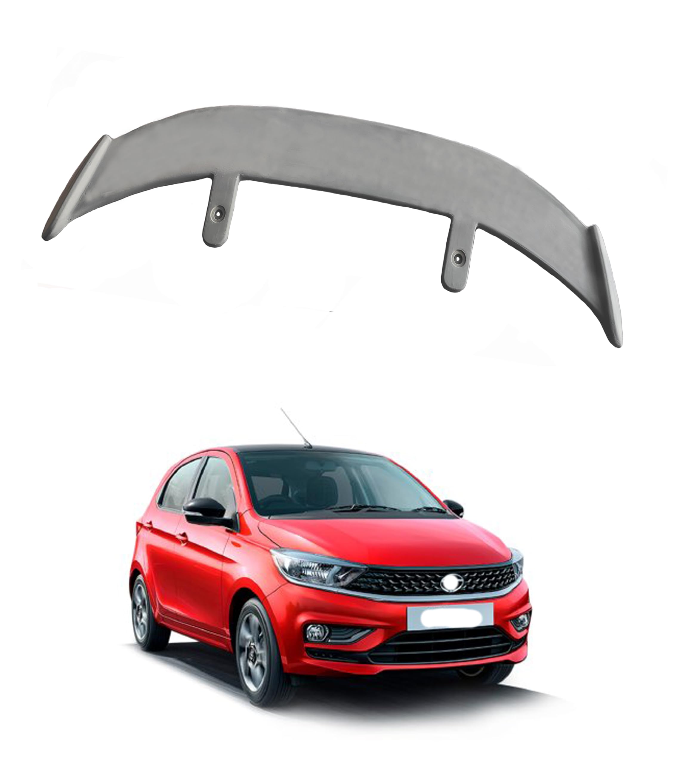 GT Type Sportz Spoiler Semi-Finished (Unpainted Grey) Car Spoiler Fiber Reinforced Plastic (FRP) Compatible with Tiago