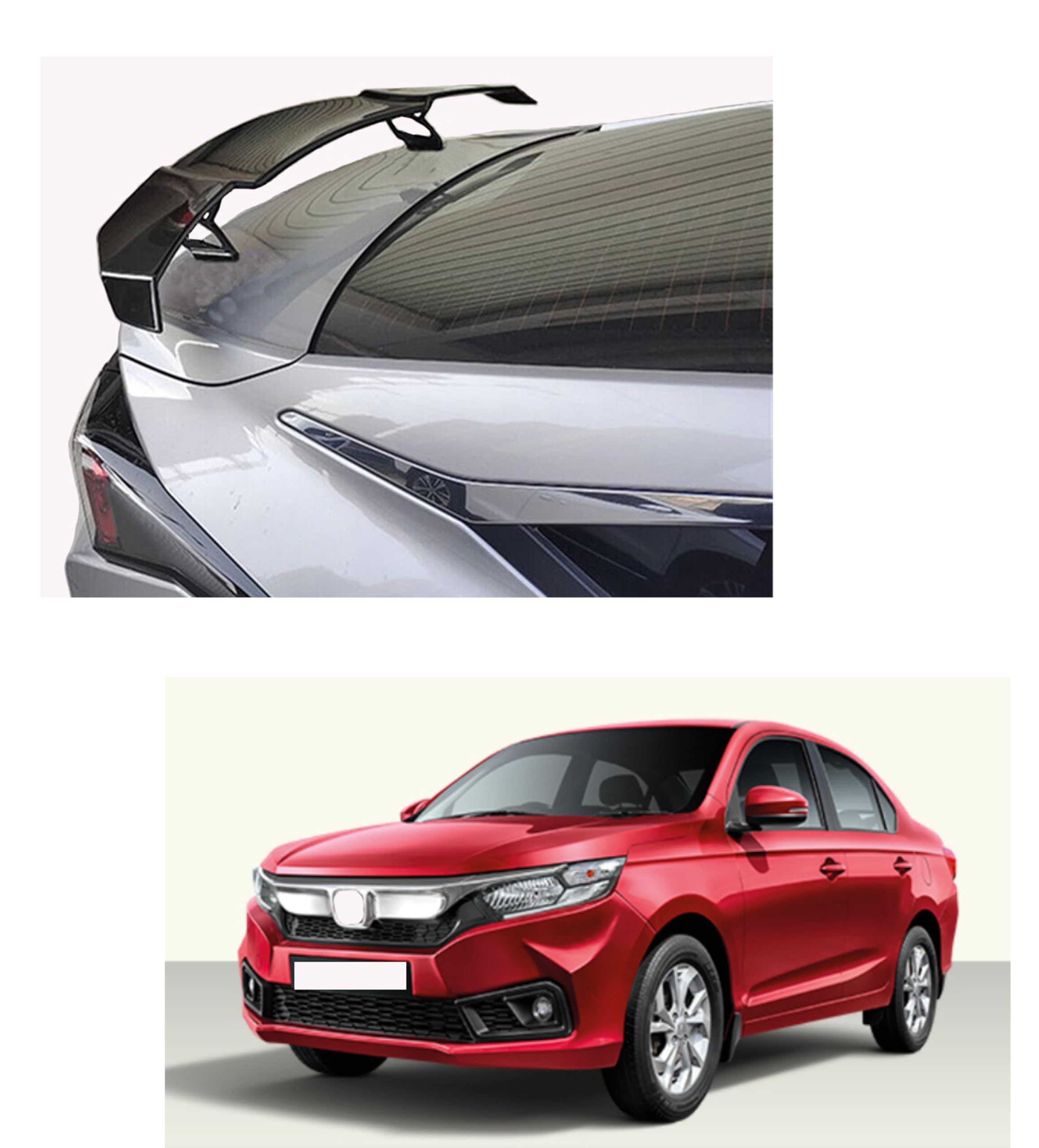 GT Type Sportz Spoiler Semi-Finished (Unpainted Grey) Car Spoiler Fiber Reinforced Plastic (FRP) Compatible with Amaze Cars