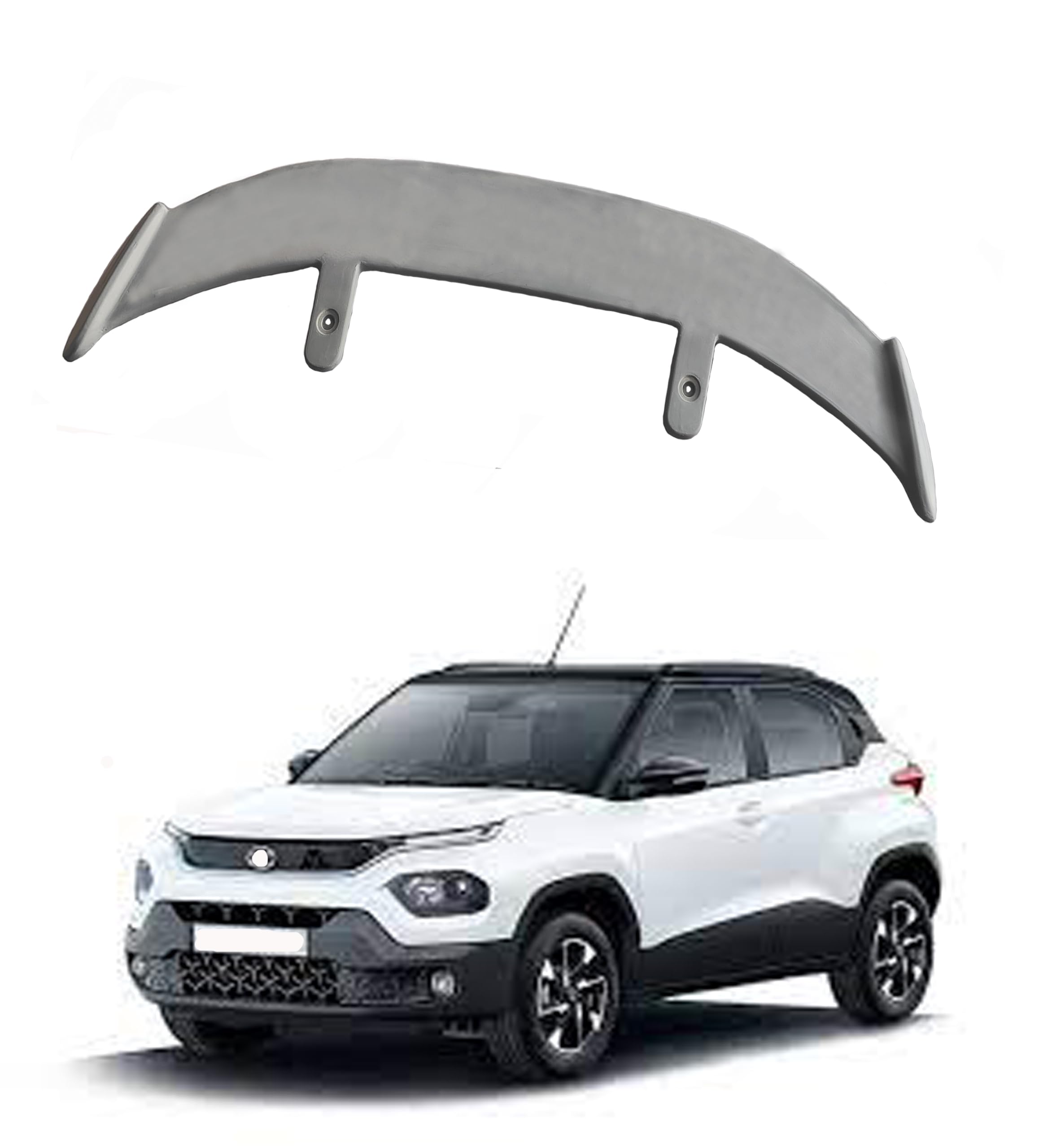 GT Type Sportz Spoiler Semi-Finished (Unpainted Grey) Car Spoiler Fiber Reinforced Plastic (FRP) Compatible with Punch