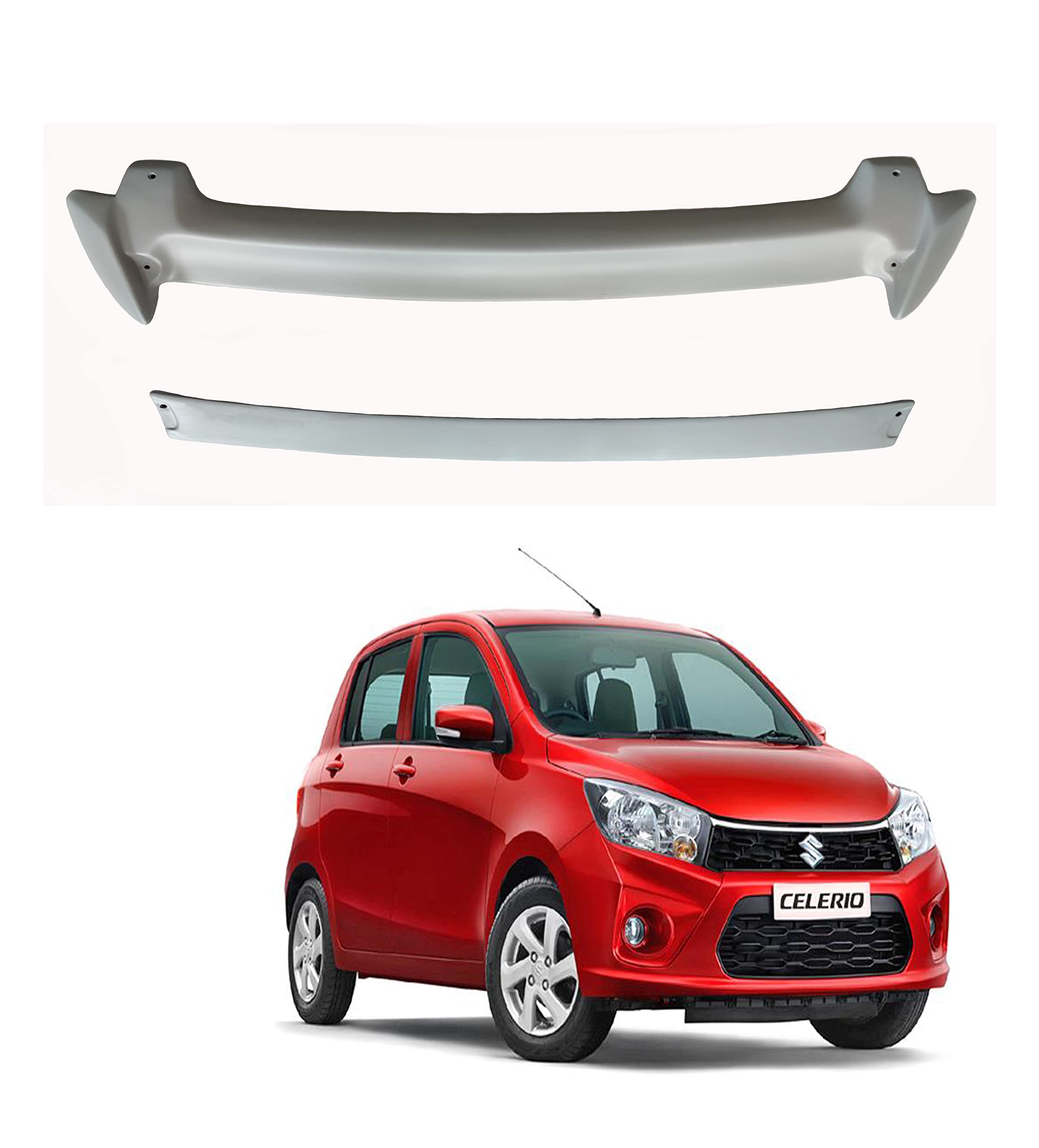 Car Spoiler Compatible with Maruthi Celerio(Unpainted - Ps Grey Color) Car Spoiler with Light Weight Fiber Reinforced Plastic (FRP) - Drilling Required.