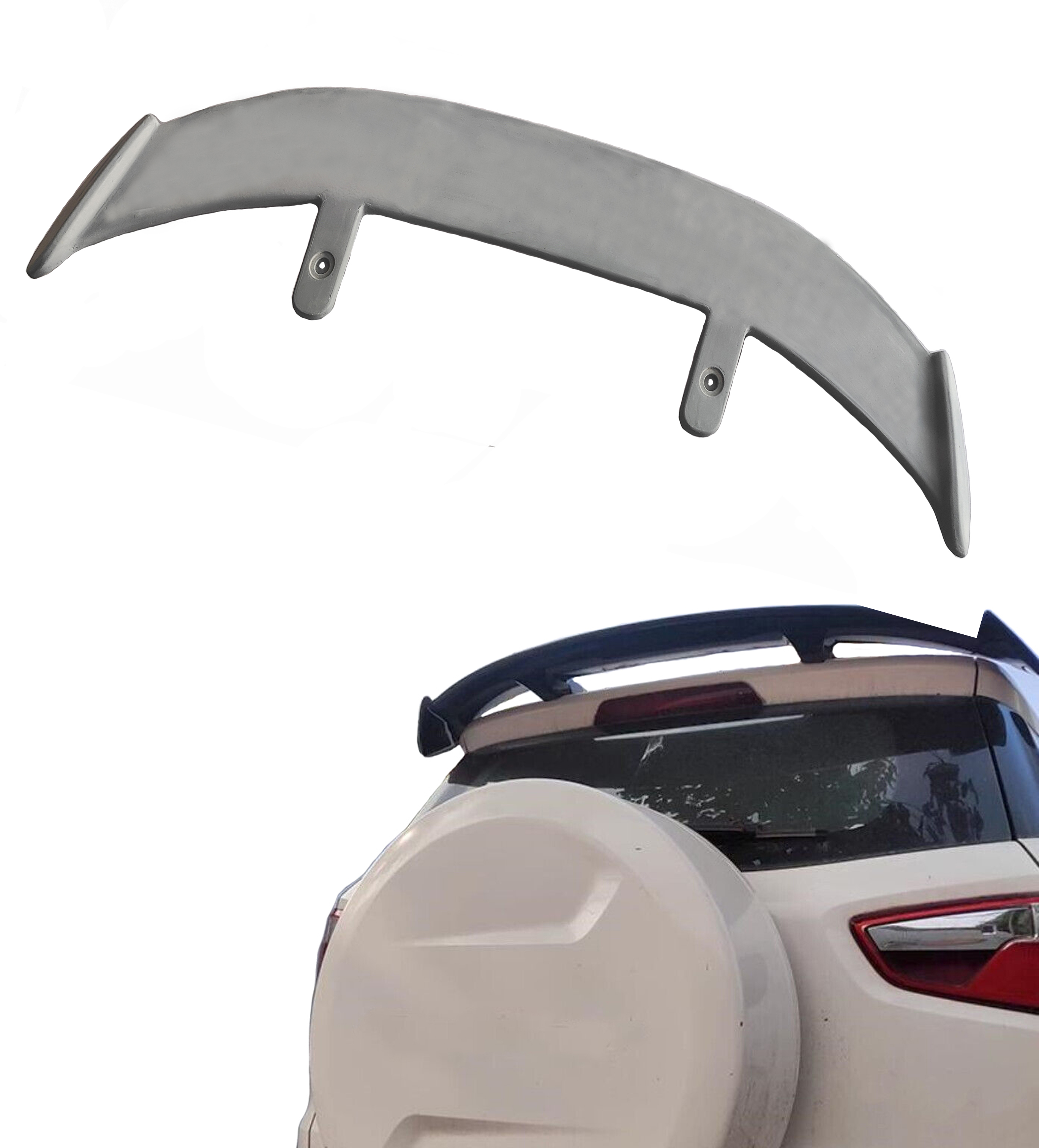 GT Type Sportz Spoiler Semi-Finished (Unpainted Grey) Car Spoiler Fiber Reinforced Plastic (FRP) Compatible with Ecosports