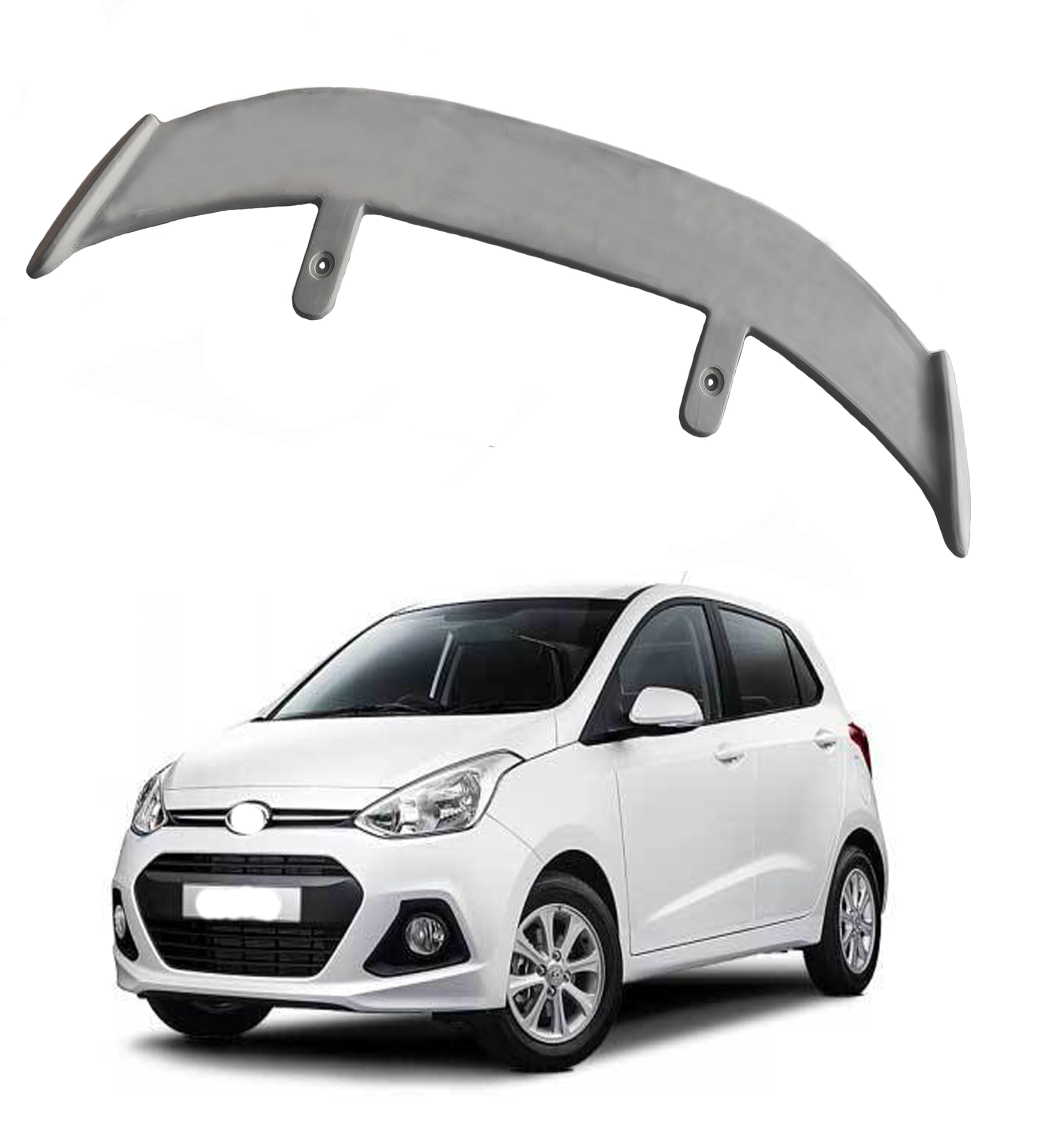 GT Type Sportz Spoiler Semi-Finished (Unpainted Grey) Car Spoiler Fiber Reinforced Plastic (FRP) Compatible with I 10 Grand