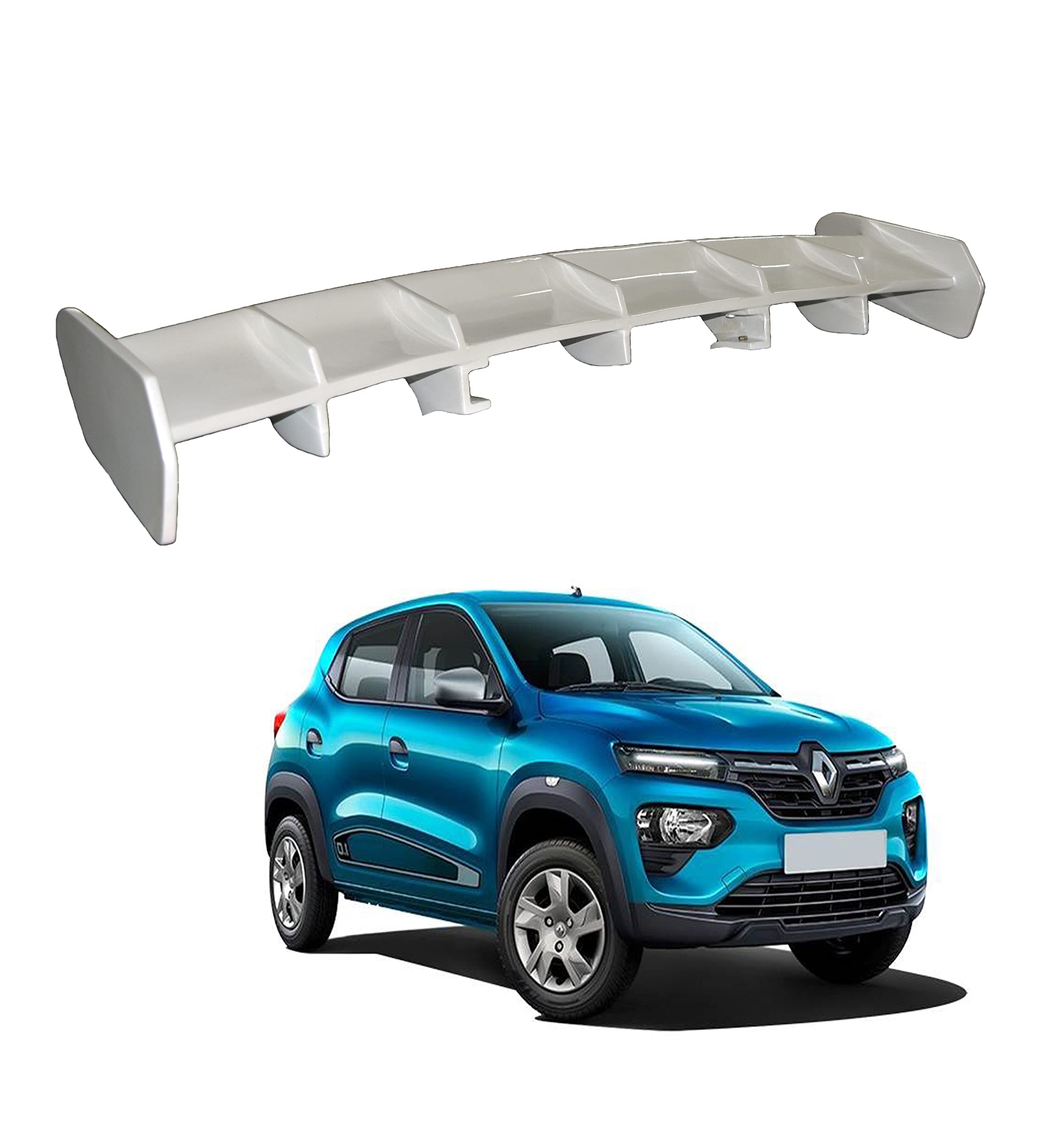Car Spoiler Compatible with Renault Kwid (Unpainted - Ps Grey Color) Car Spoiler with Light Weight Fiber Reinforced Plastic (FRP) Drilling Required.