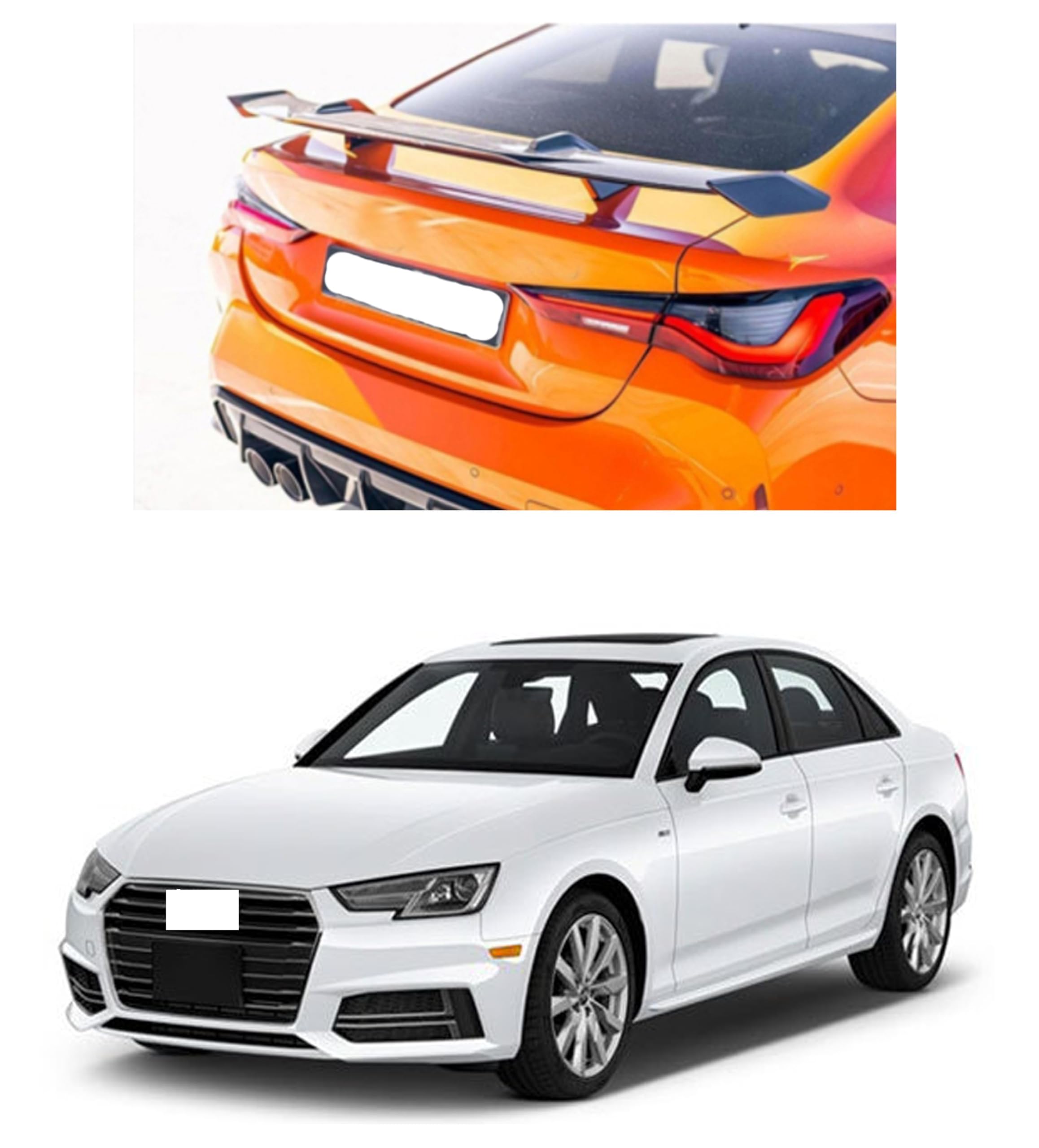 GT Type Sportz Spoiler Semi-Finished (Unpainted Grey) Car Spoiler Fiber Reinforced Plastic (FRP) Compatible with A
