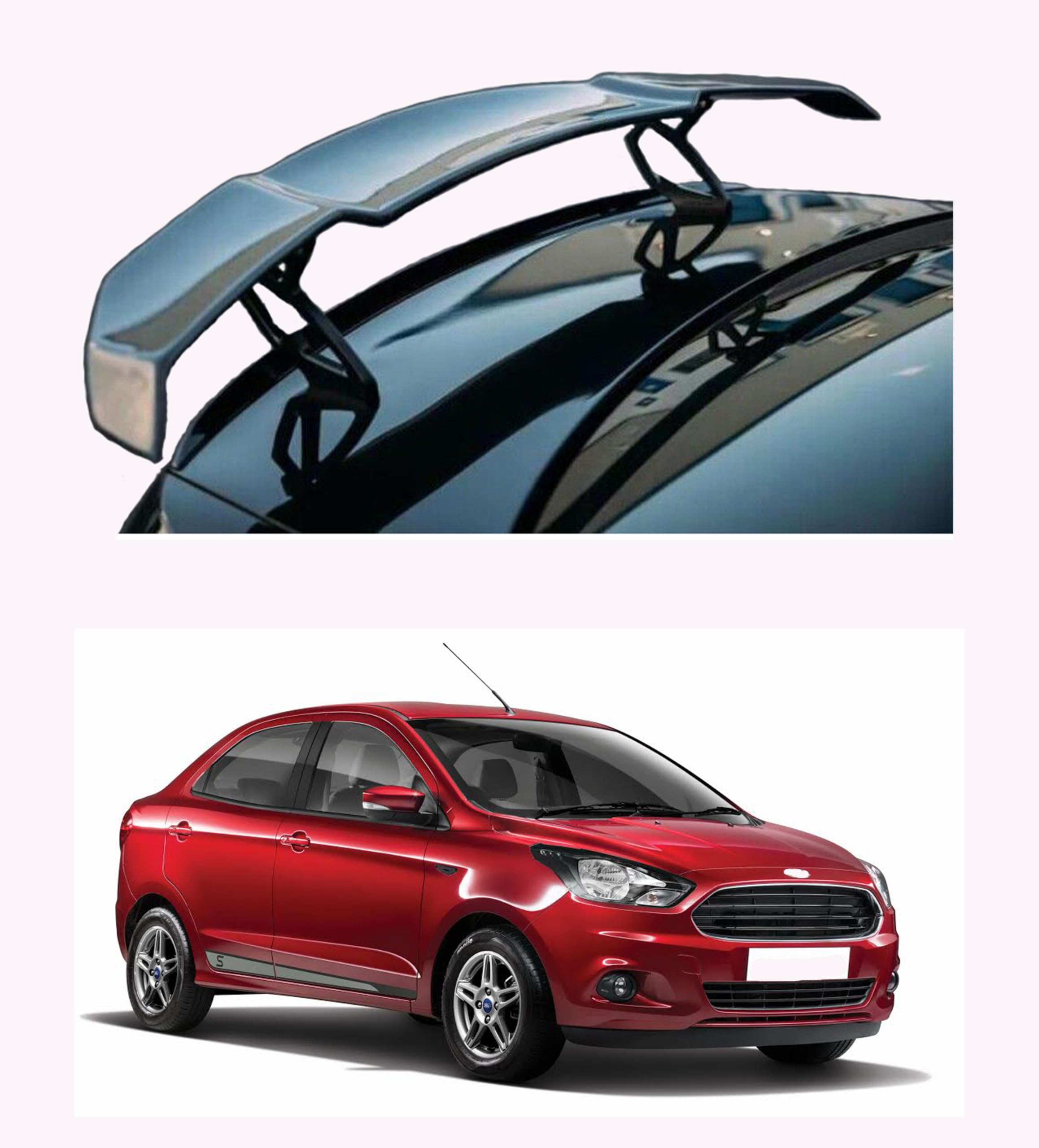 GT Type Sportz Spoiler Semi-Finished (Unpainted Grey) Car Spoiler Fiber Reinforced Plastic (FRP) Compatible with Aspire Cars