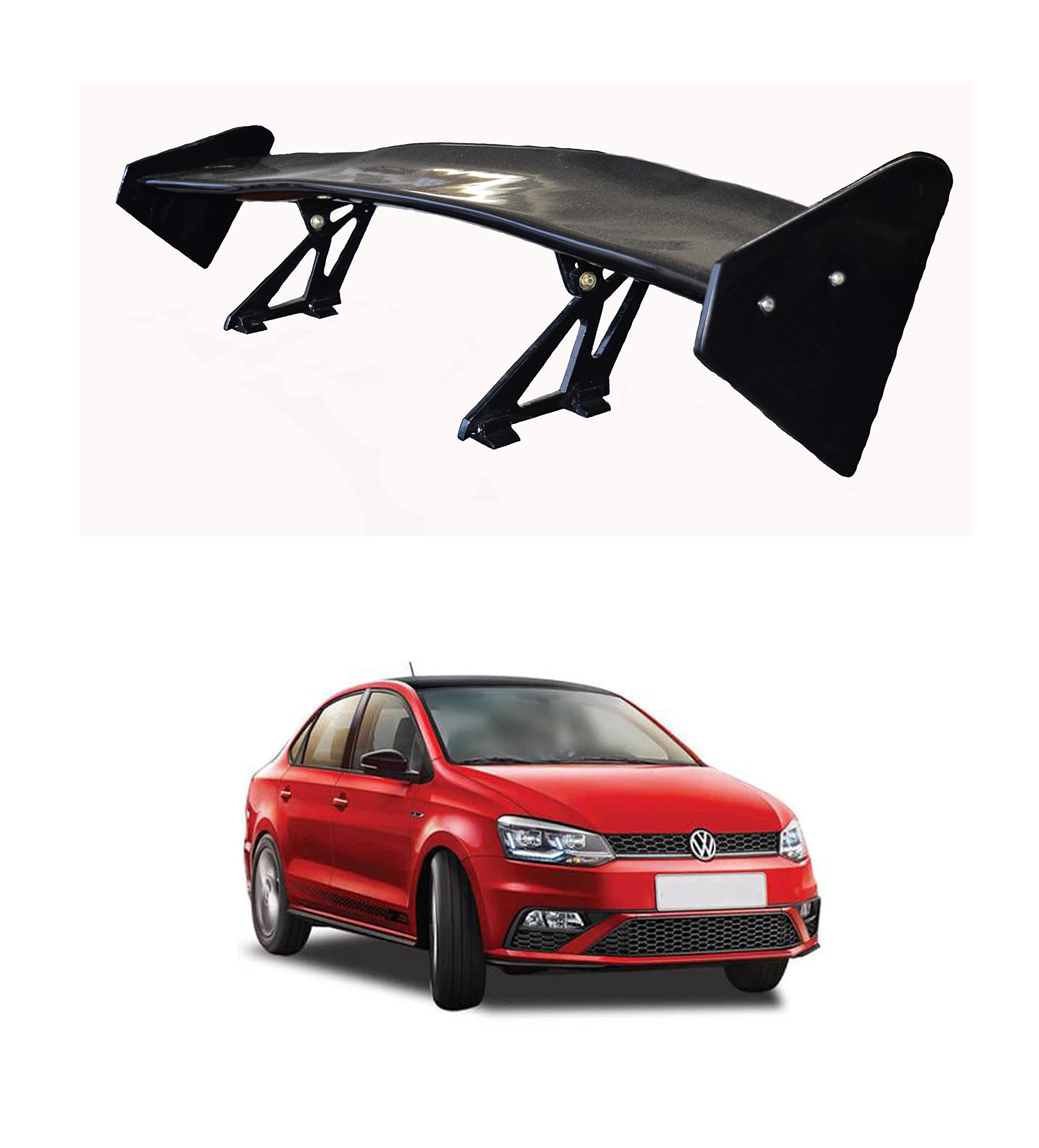 Car Spoiler Compatible with VW Vento (Unpainted - Ps Grey Color) Car Spoiler with Light Weight Fiber Reinforced Plastic (FRP) Drilling Required.