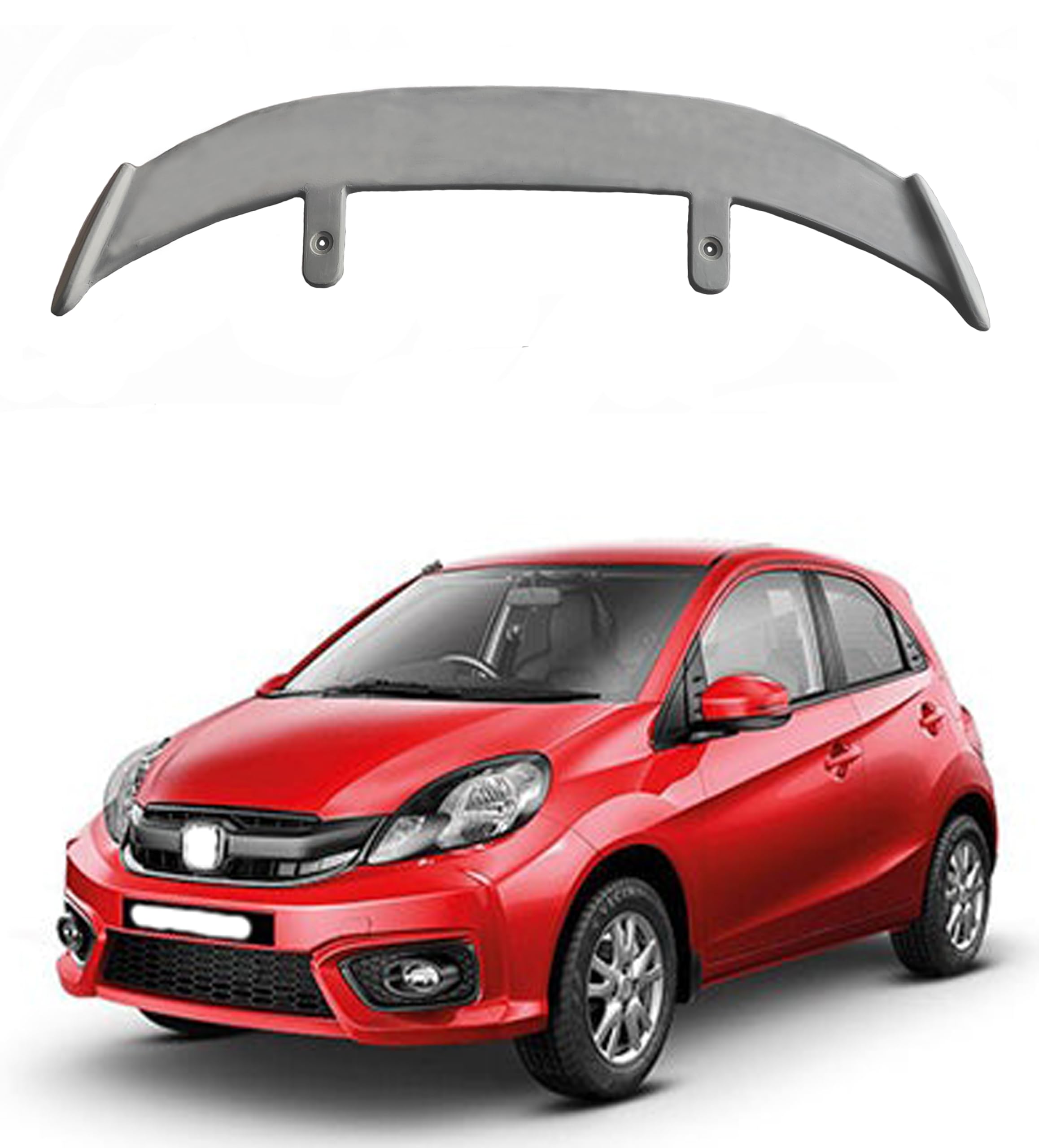 GT Type Sportz Spoiler Semi-Finished (Unpainted Grey) Car Spoiler Fiber Reinforced Plastic (FRP) Compatible with Brio