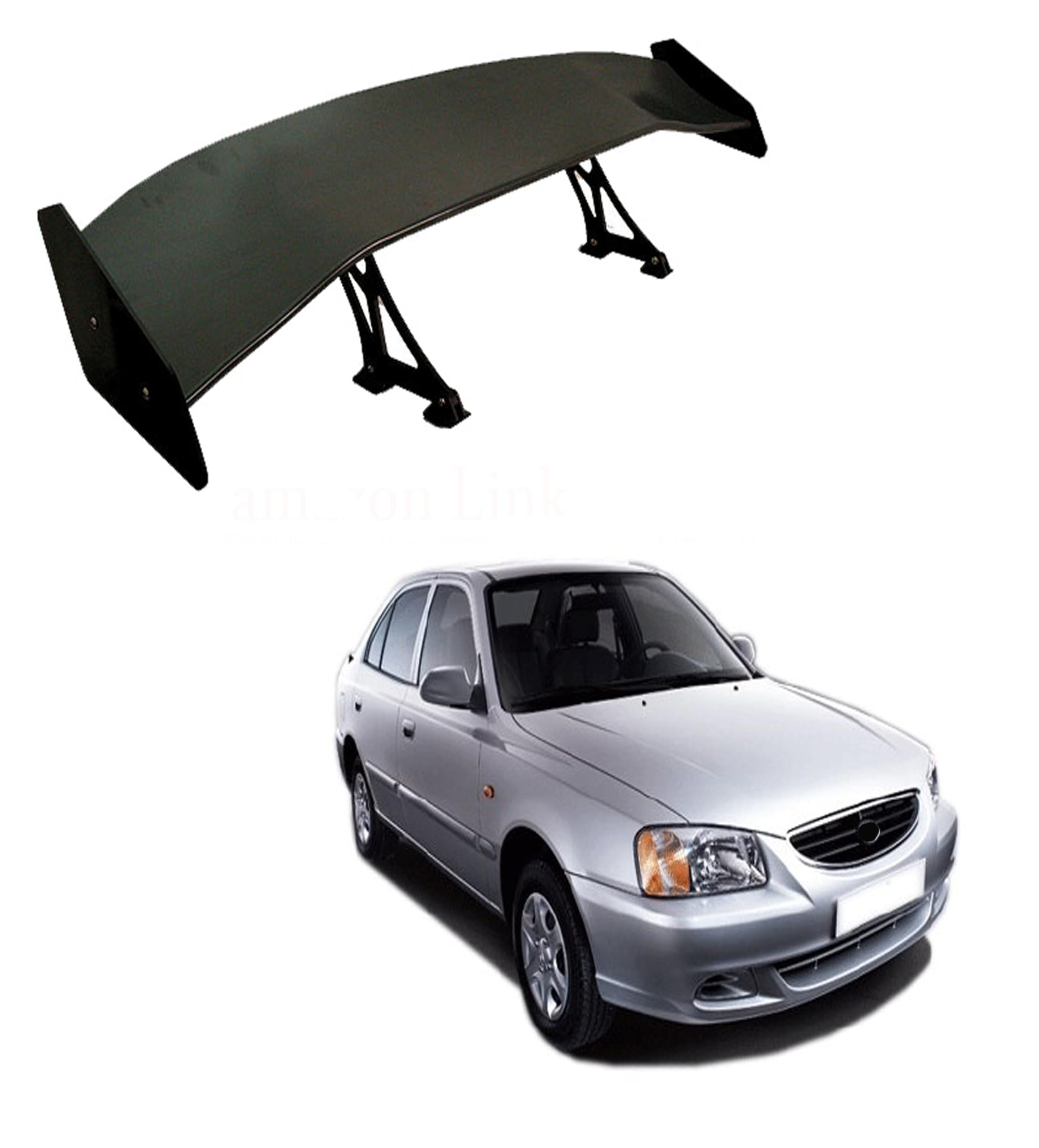 Car Spoiler Compatible with Accent (Unpainted - Ps Grey Color) Fiber Reinforced Plastic (FRP) Drilling Required for New car Lovers.