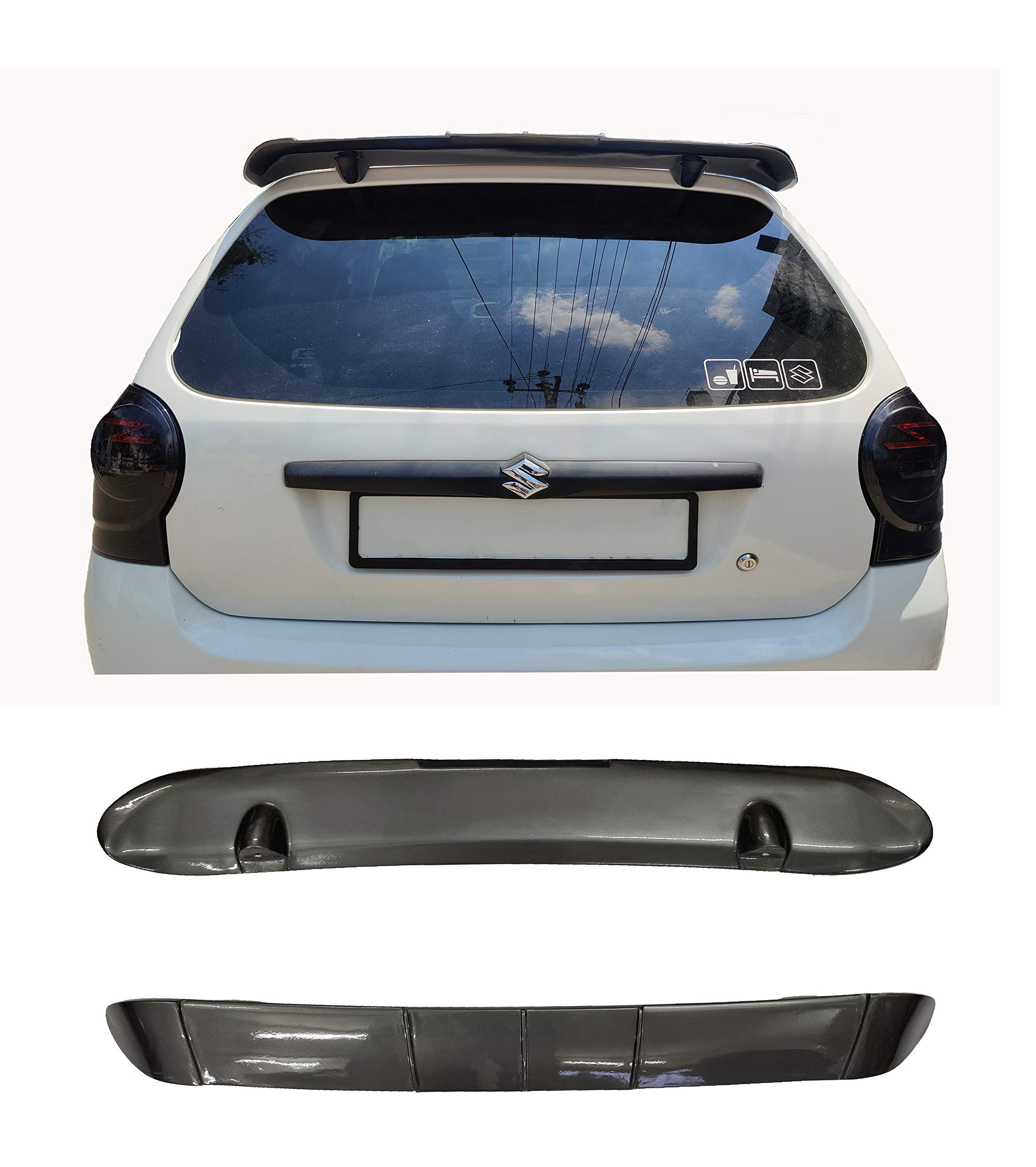 Car  Spoiler Compatible with Alto K10. Semi-Finished Car Spoiler Alto (Unpainted Grey)