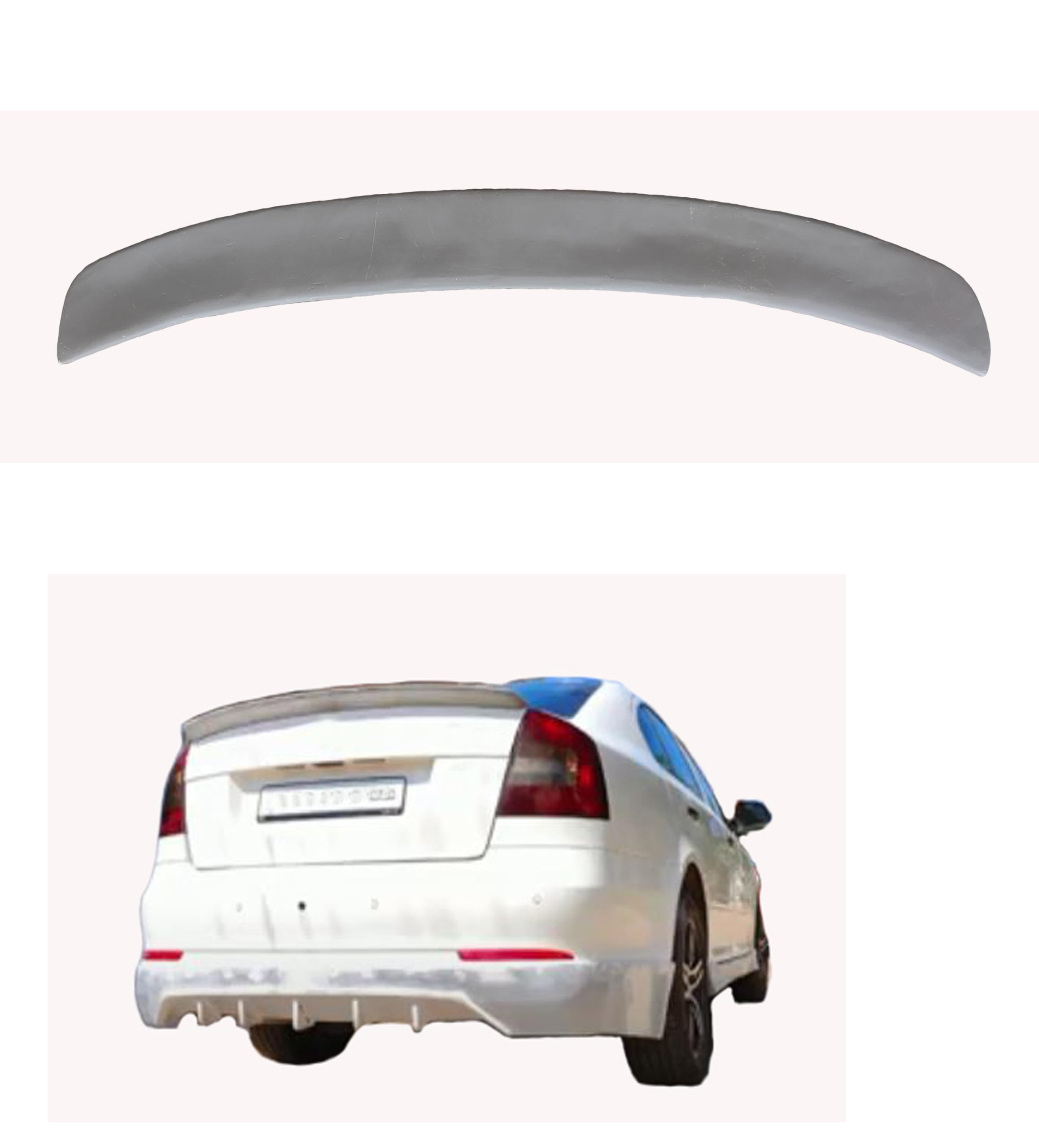 GT Type Sportz Spoiler Semi-Finished (Unpainted Grey) Car Spoiler Fiber Reinforced Plastic (FRP) Compatible with Laura Cars