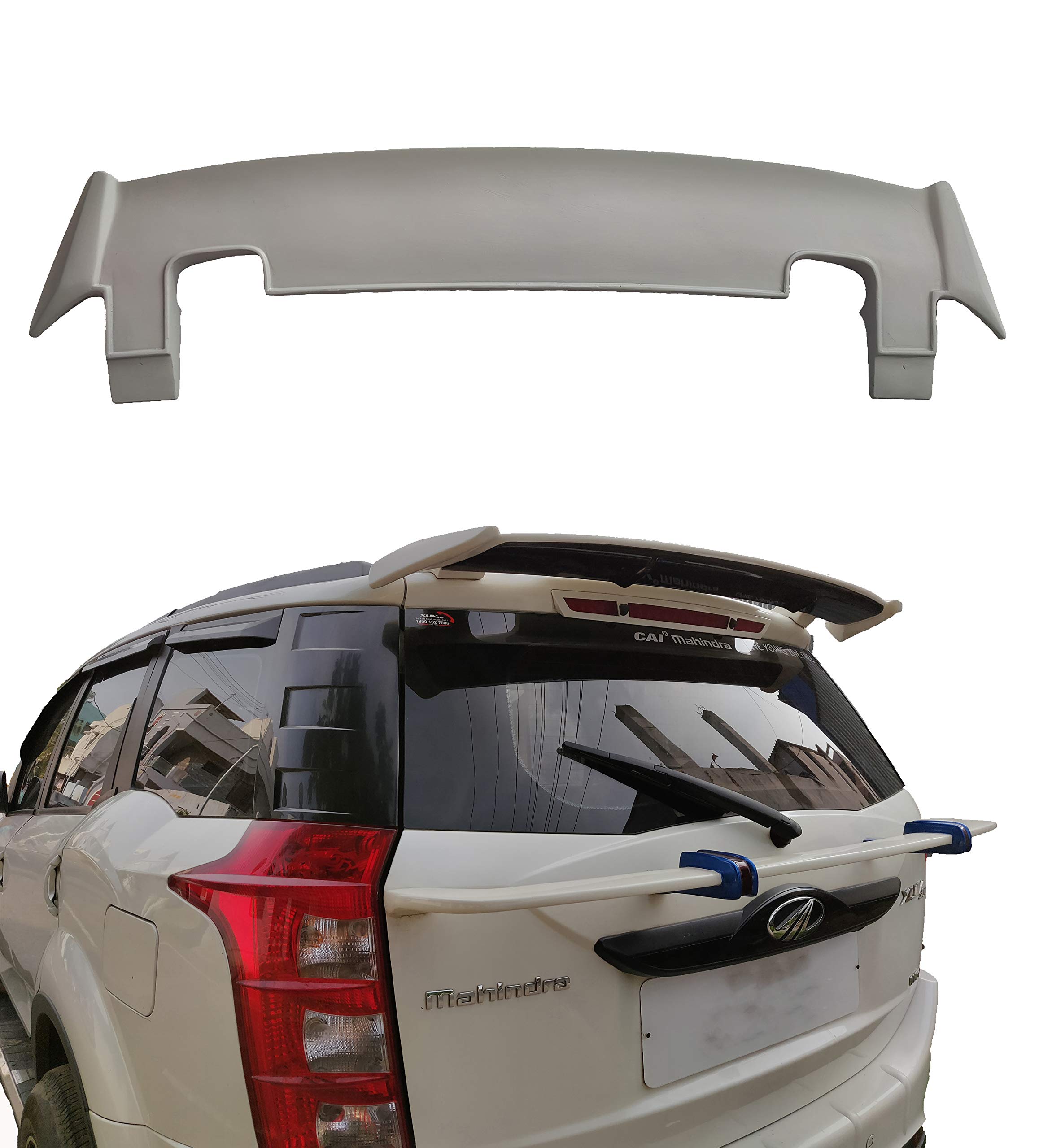 Semi-Finished Car Spoiler for XUV 500 (Unpainted Grey). Car Spoiler with Light Weight Fiber Reinforced Plastic (FRP)