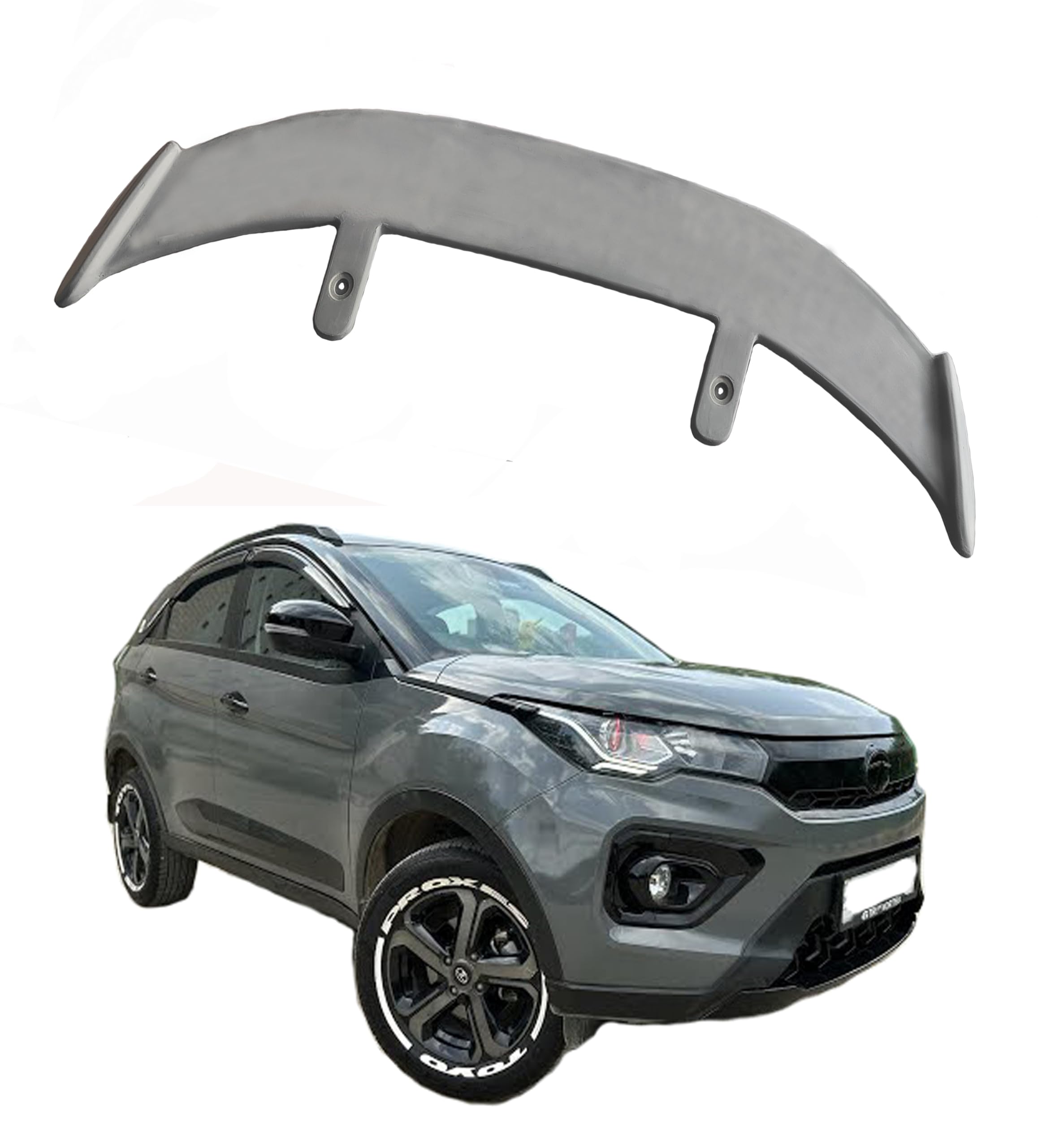 GT Type Sportz Spoiler Semi-Finished (Unpainted Grey) Car Spoiler Fiber Reinforced Plastic (FRP) Compatible with Nexon
