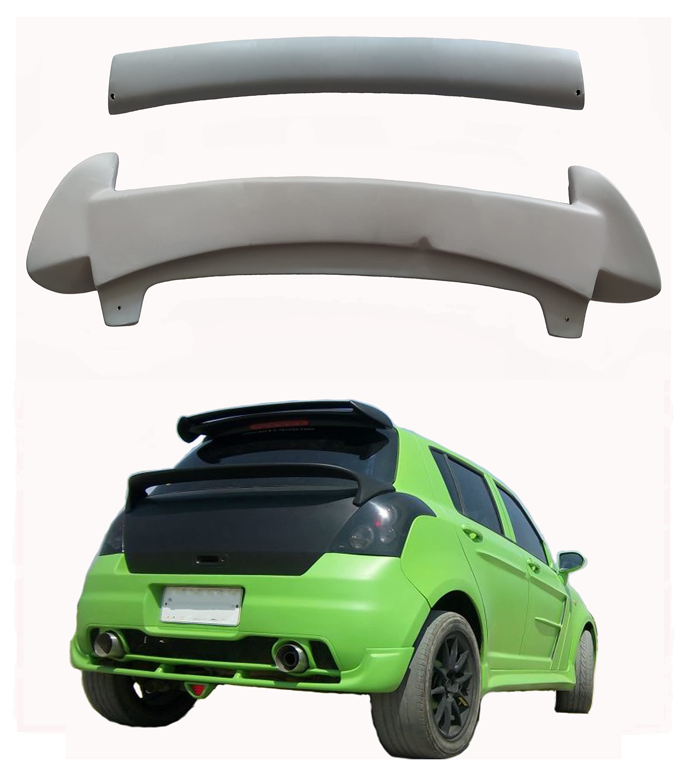 Car Spoiler Compatible with Maruthi Swift (Unpainted - Ps Grey Color) Car Spoiler with Light Weight Fiber Reinforced Plastic (FRP) - Drilling Required.