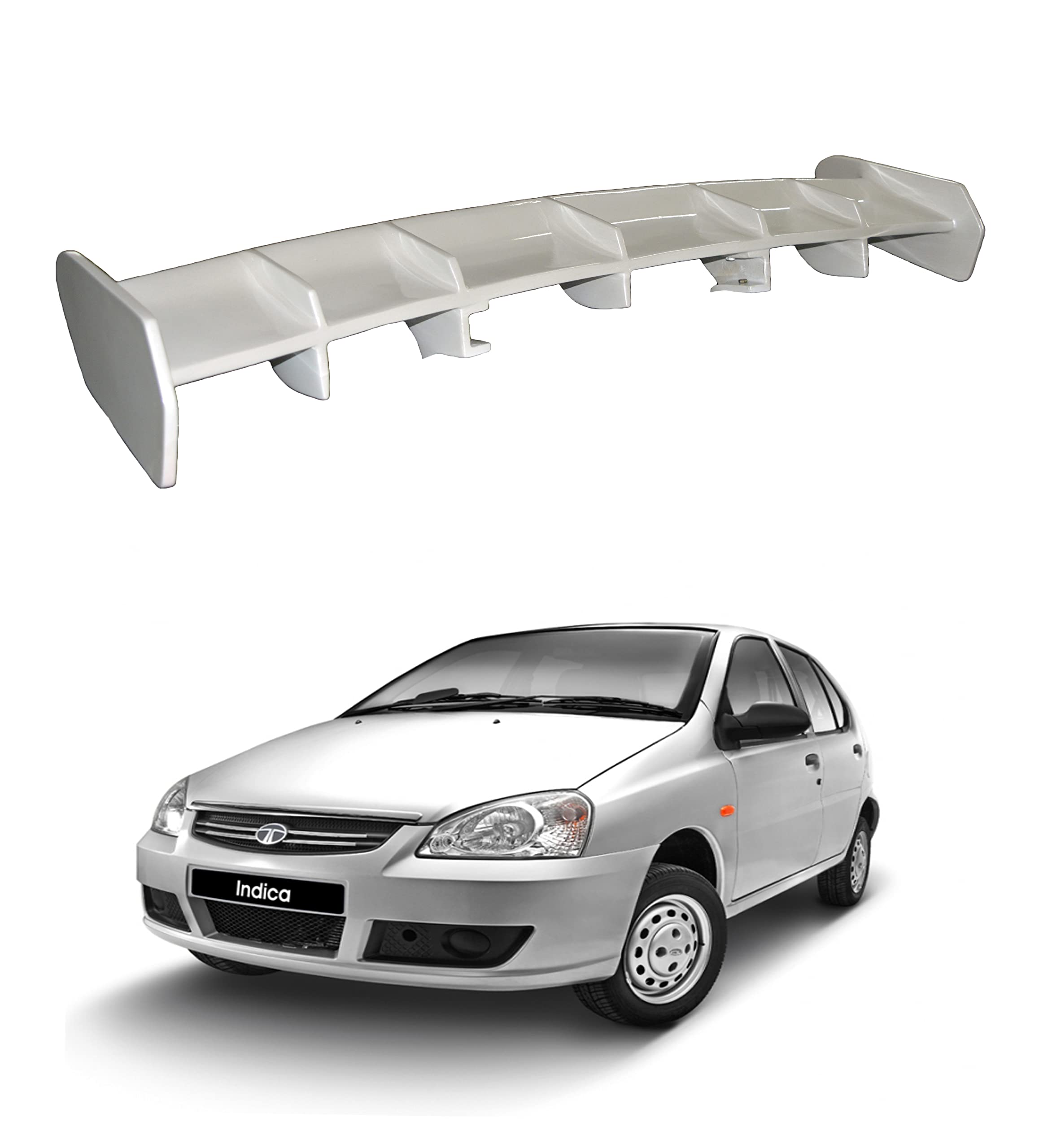 Car Spoiler Compatible with Tata Indica (Unpainted - Ps Grey Color) Car Spoiler with Light Weight Fiber Reinforced Plastic (FRP) Drilling Required.