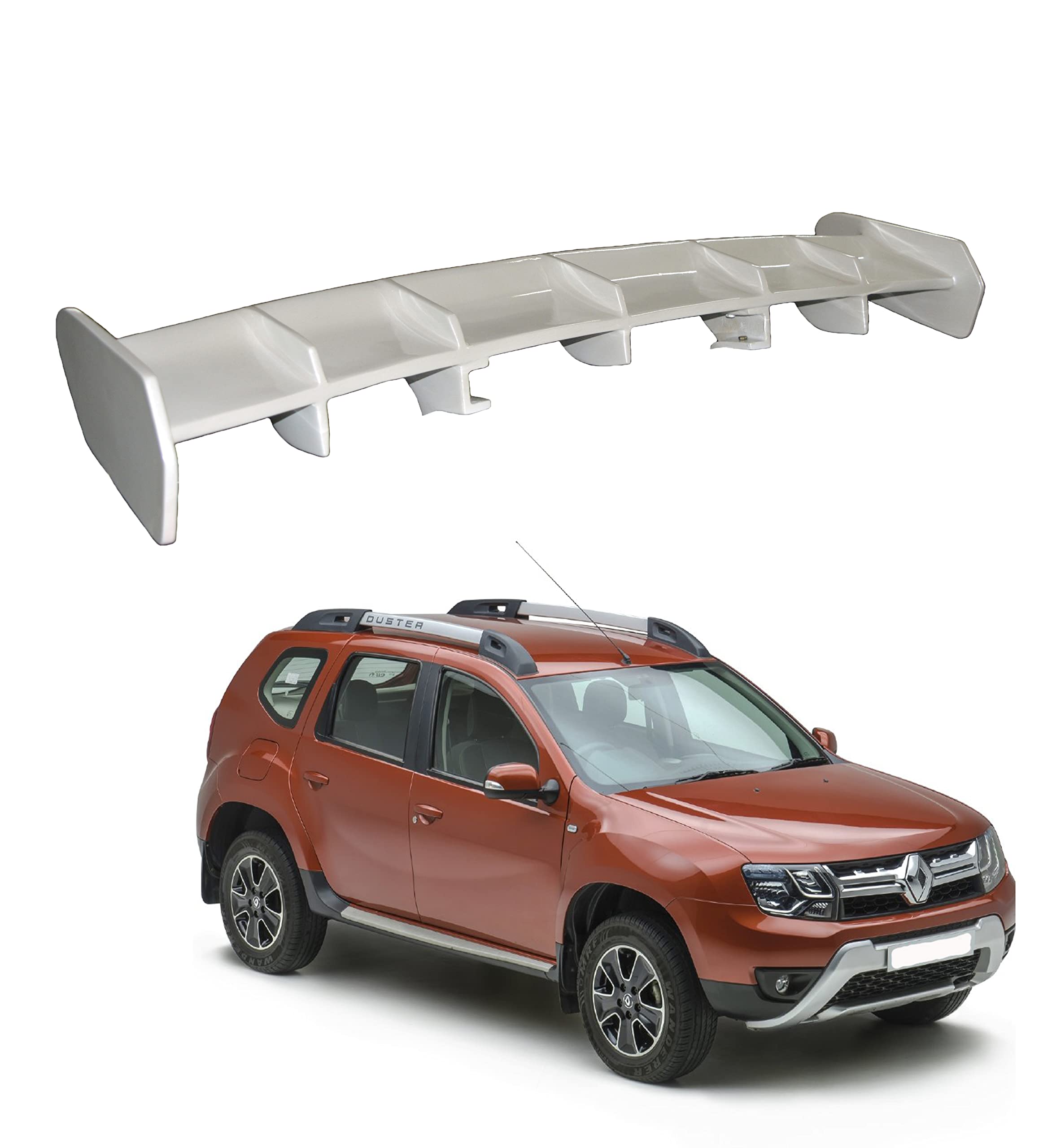 Car Spoiler Compatible with Renault Duster (Unpainted - Ps Grey Color) Car Spoiler with Light Weight Fiber Reinforced Plastic (FRP) Drilling Required.