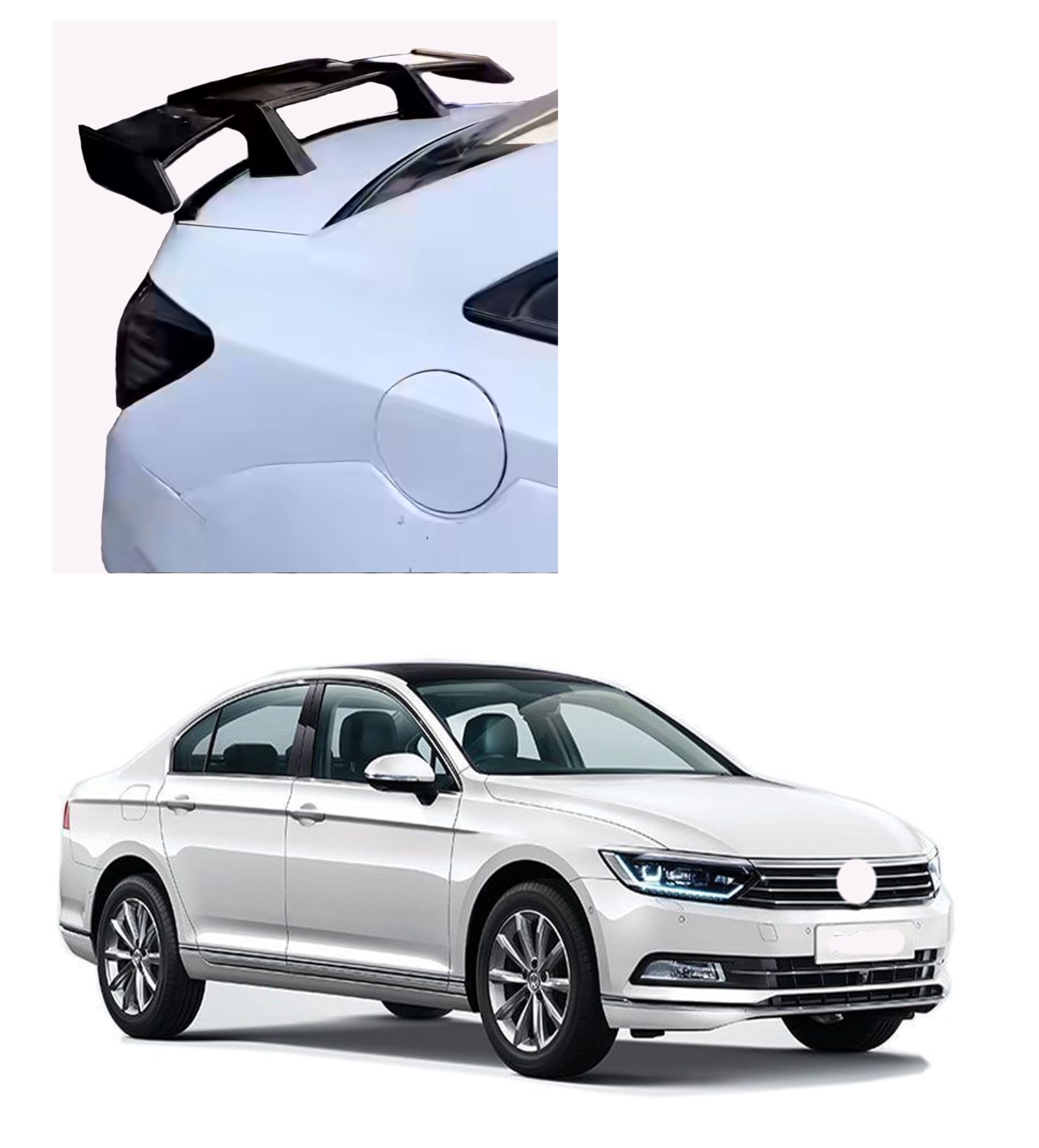 GT Type Sportz Spoiler Semi-Finished (Unpainted Grey) Car Spoiler Fiber Reinforced Plastic (FRP) Compatible with Passat Cars