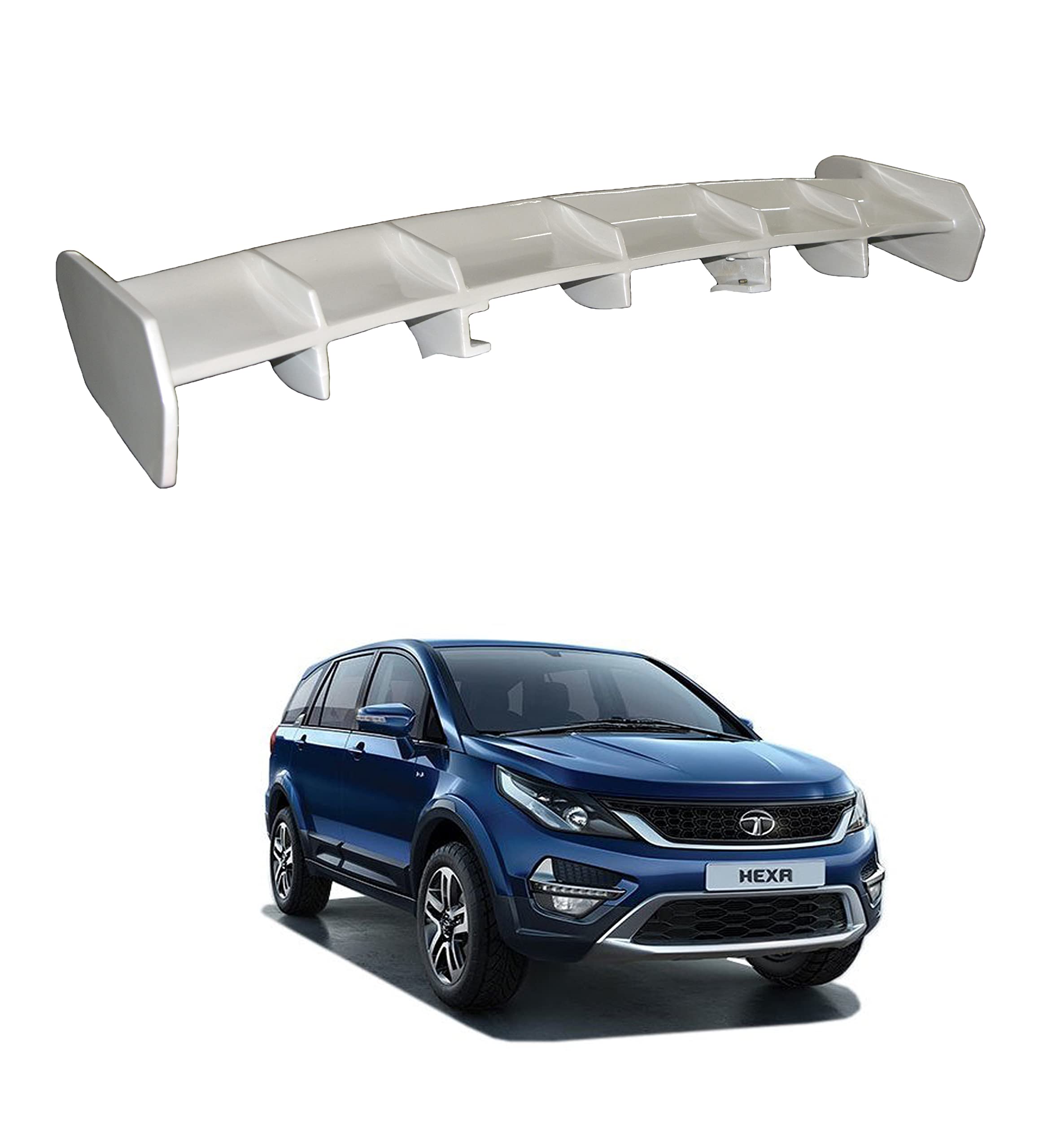 Car Spoiler Compatible with Tata Hexa (Unpainted - Ps Grey Color) Car Spoiler with Light Weight Fiber Reinforced Plastic (FRP) Drilling Required.